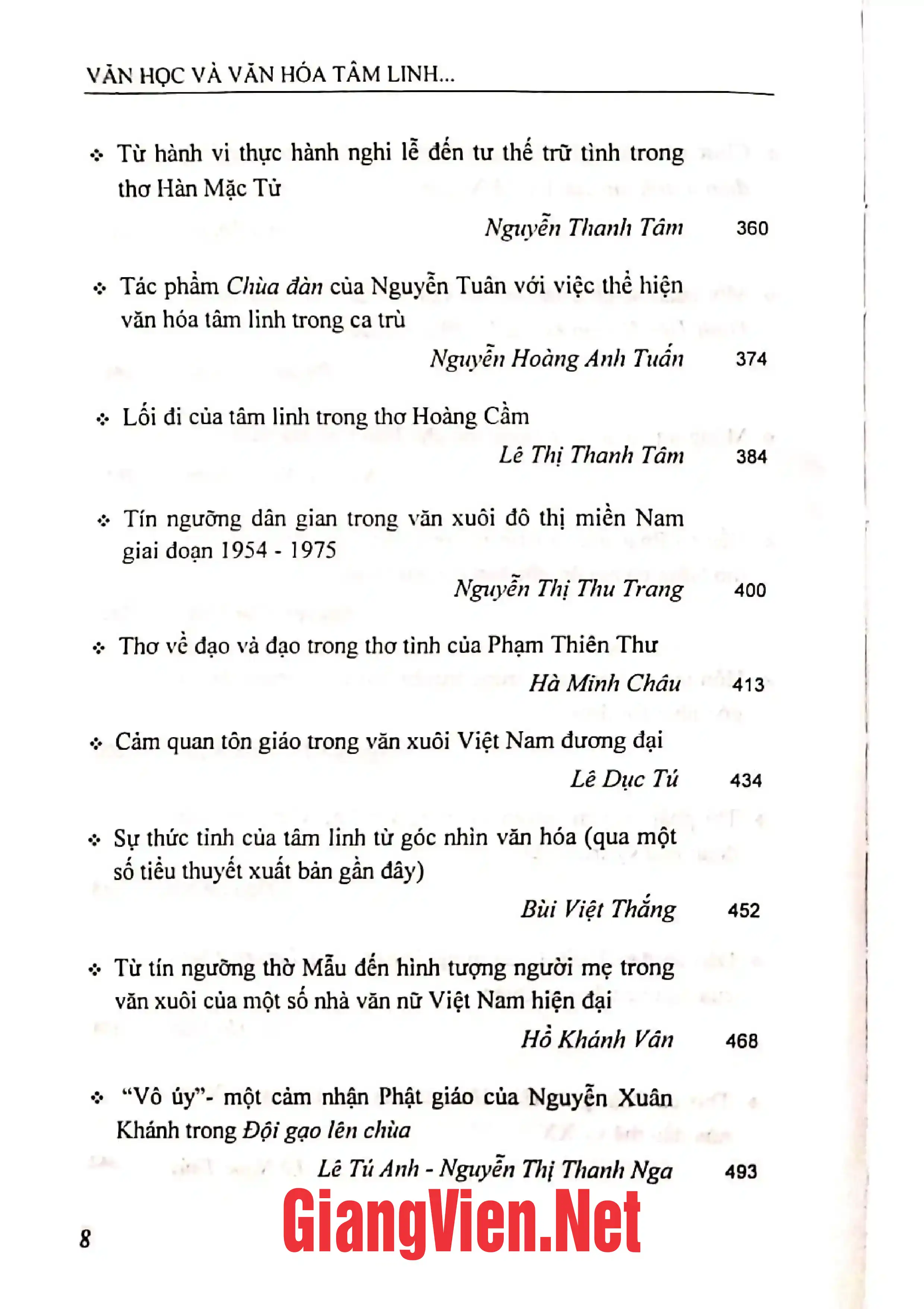 Mục lục chi tiết trang 3 sách Văn học và Văn hóa tâm linh