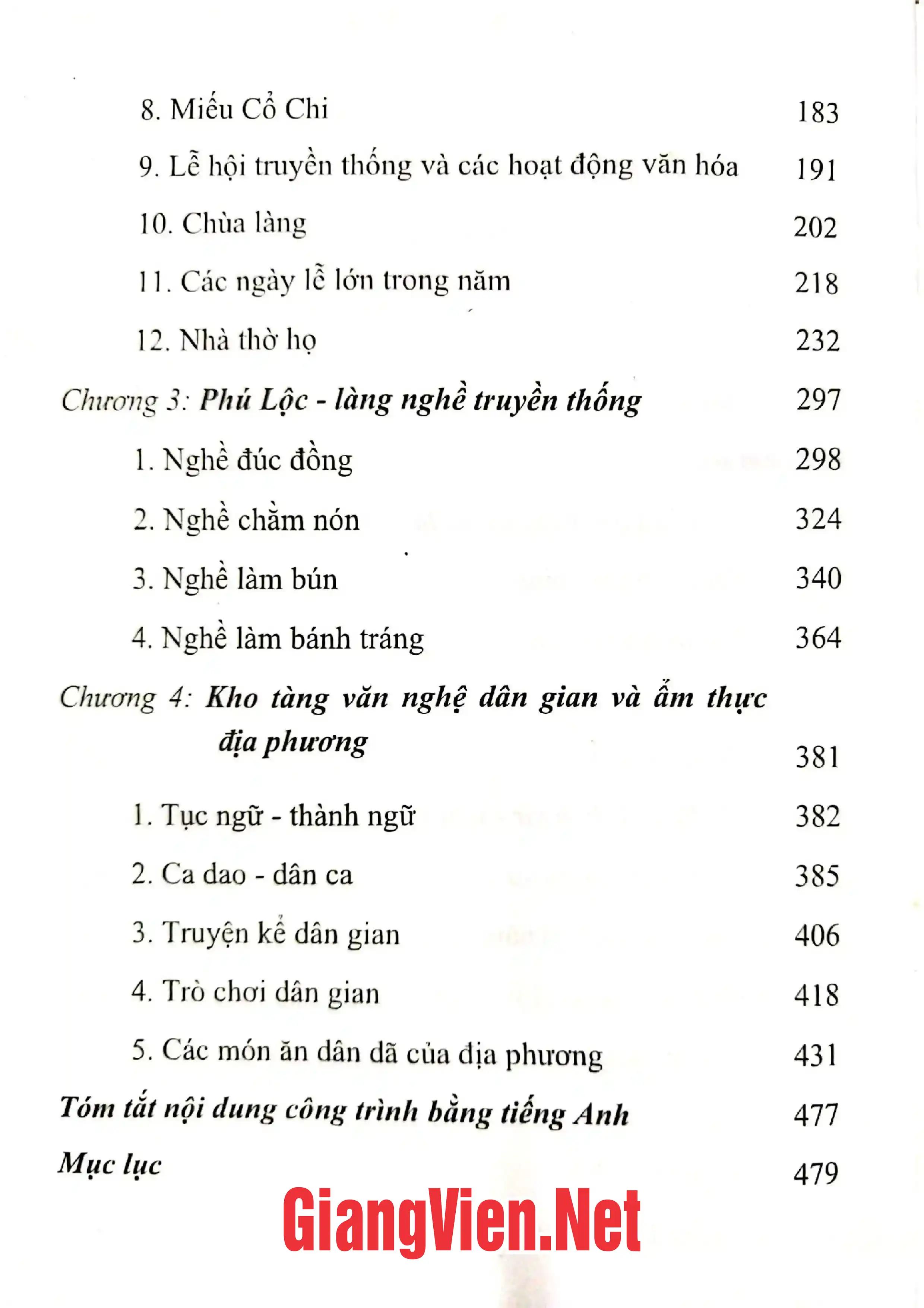 Mục lục chi tiết trang 1 sách Làng Phú Lộc xưa và nay