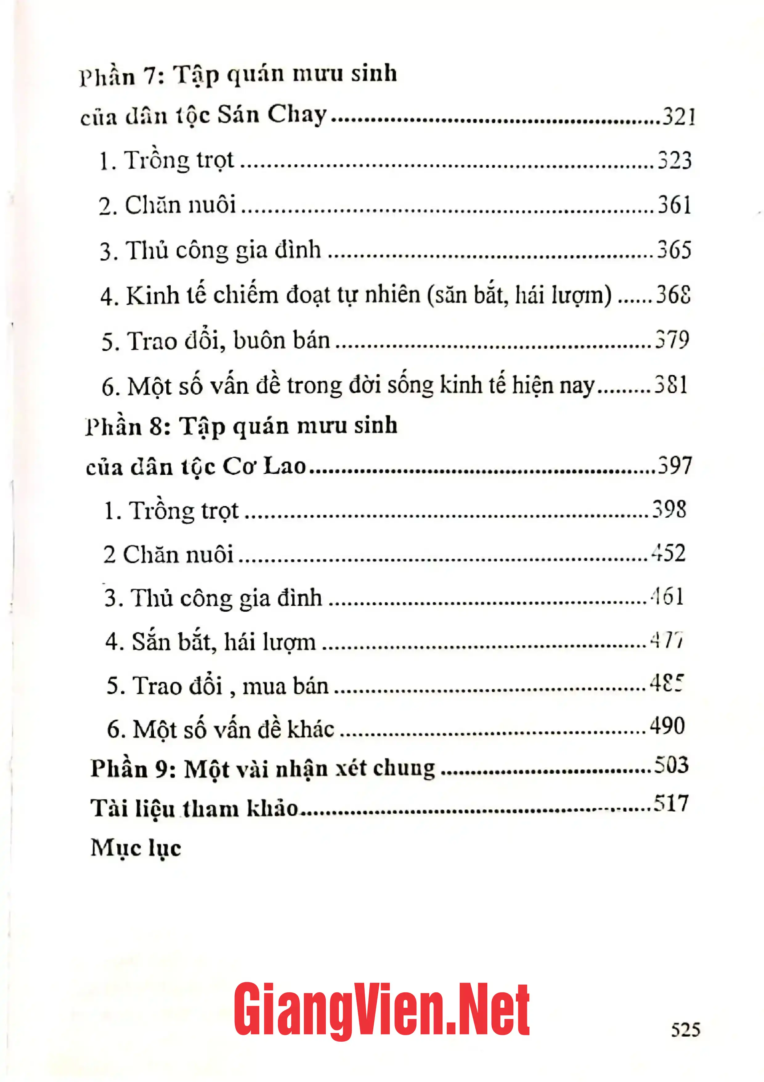 Mục lục chi tiết trang 2 sách Văn hóa mưu sinh của các dân tộc thiểu số vùng Đông Bắc Việt Nam