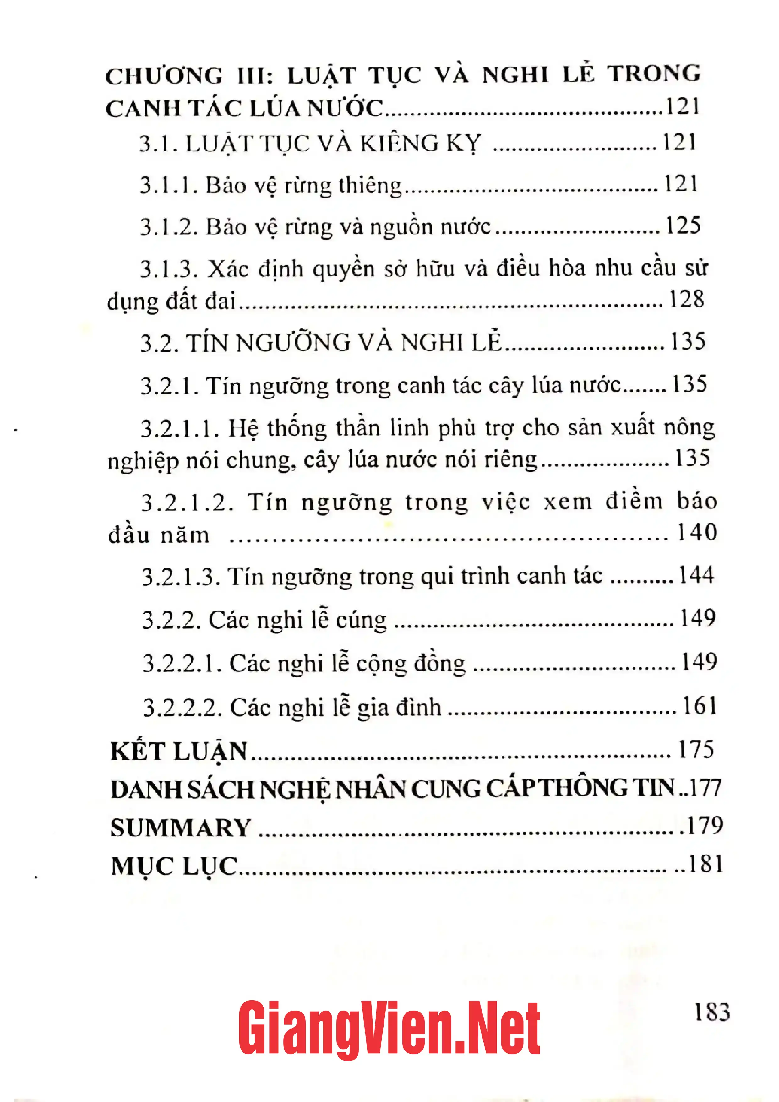 Mục lục chi tiết trang 2 sách Tri thức dân gian trong canh tác cây lúa nước của người Pa Dí ở Lào Cai