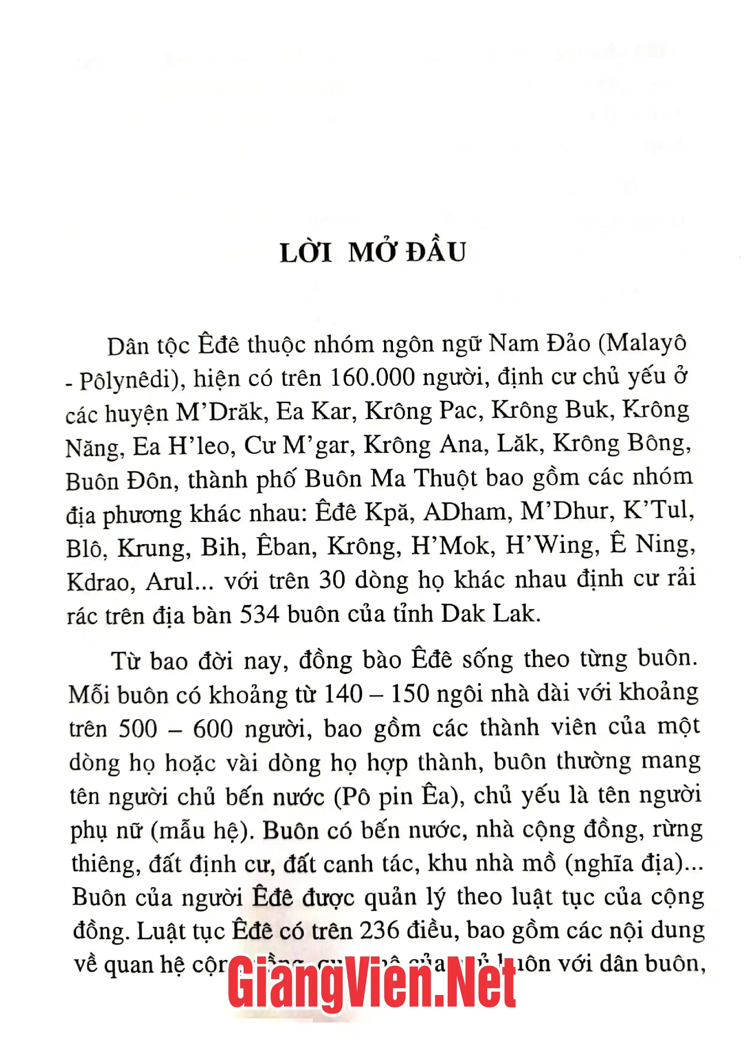 Mục lục chi tiết trang 1 sách Lời cúng thần của dân tộc ÊĐê