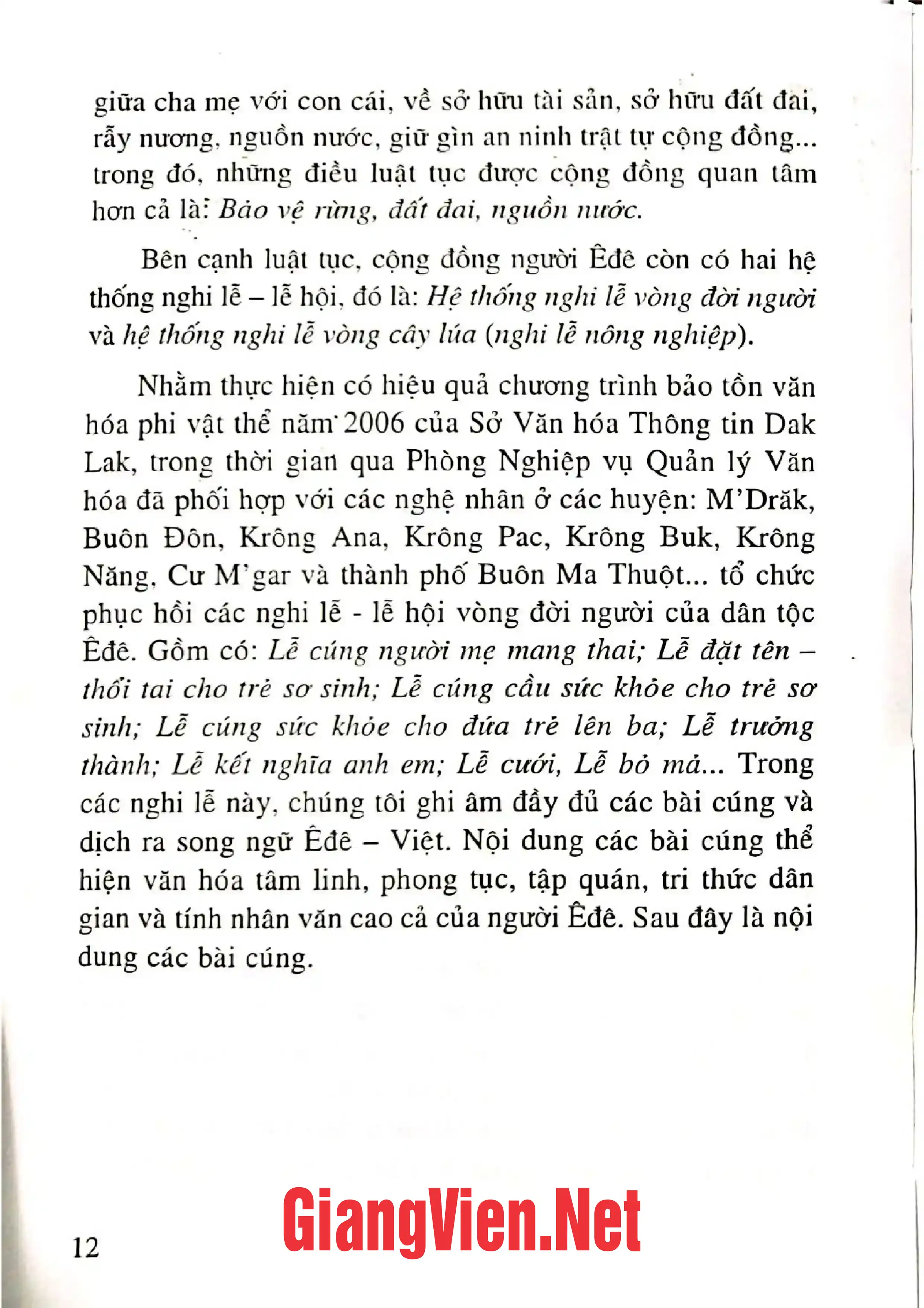 Mục lục chi tiết trang 2 sách Lời cúng thần của dân tộc ÊĐê