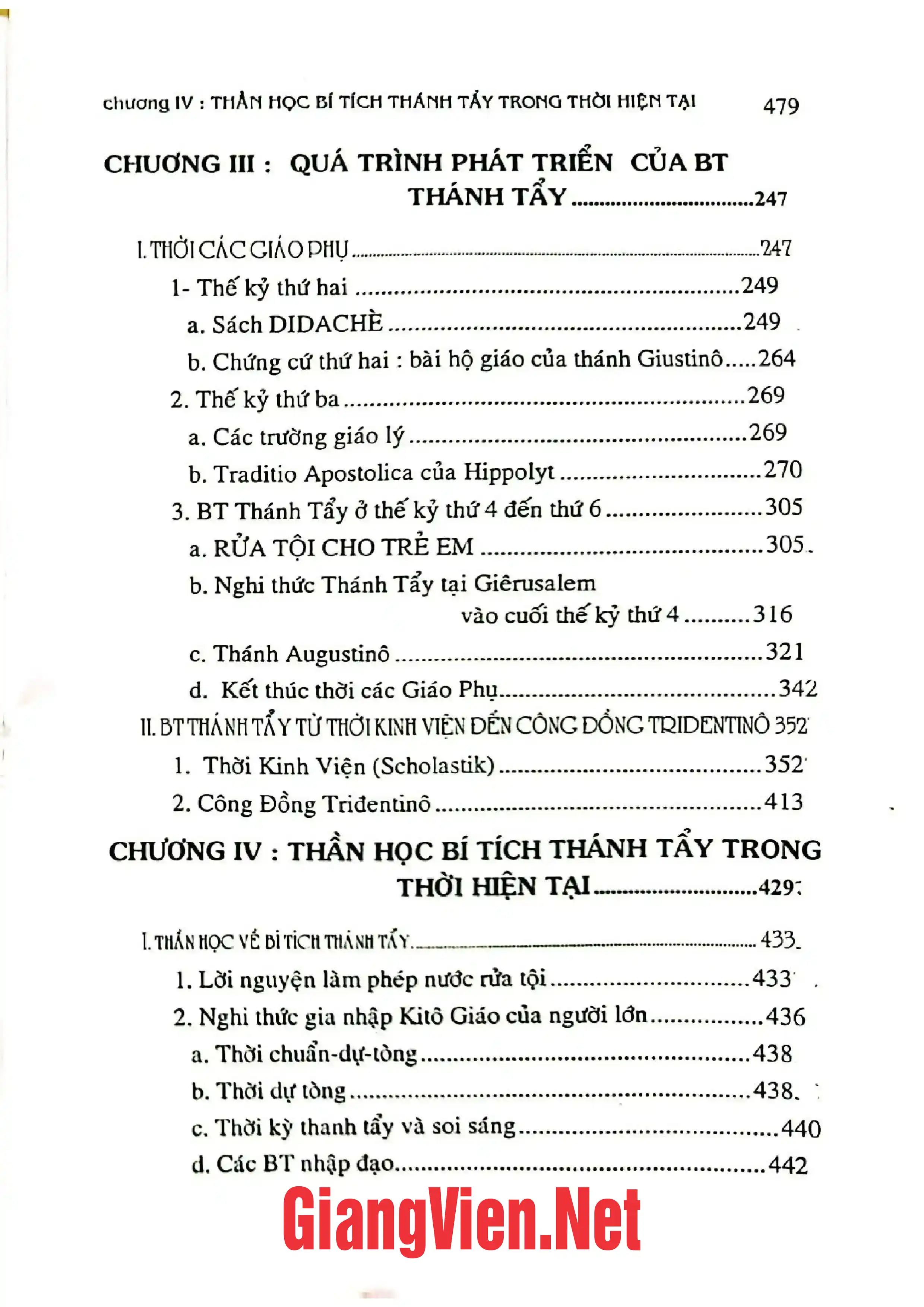 Mục lục chi tiết trang 3 sách Bí tích học - Tập I - Bí tích Thánh tẩy