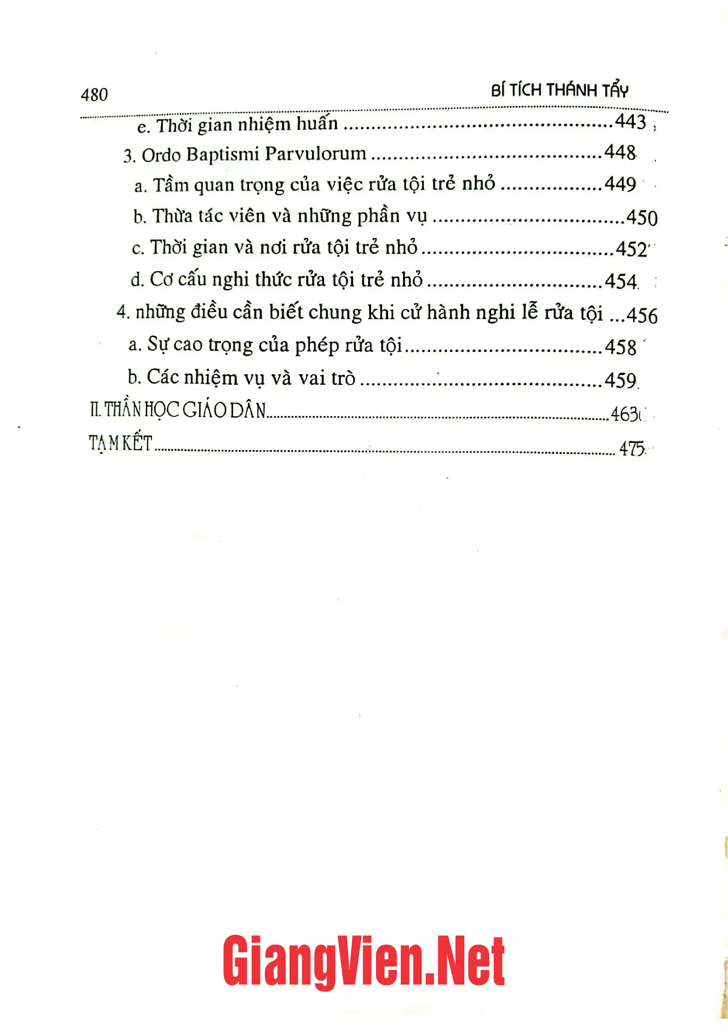 Nội dung trang phụ bản giới thiệu sách Bí tích học - Tập I - Bí tích Thánh tẩy