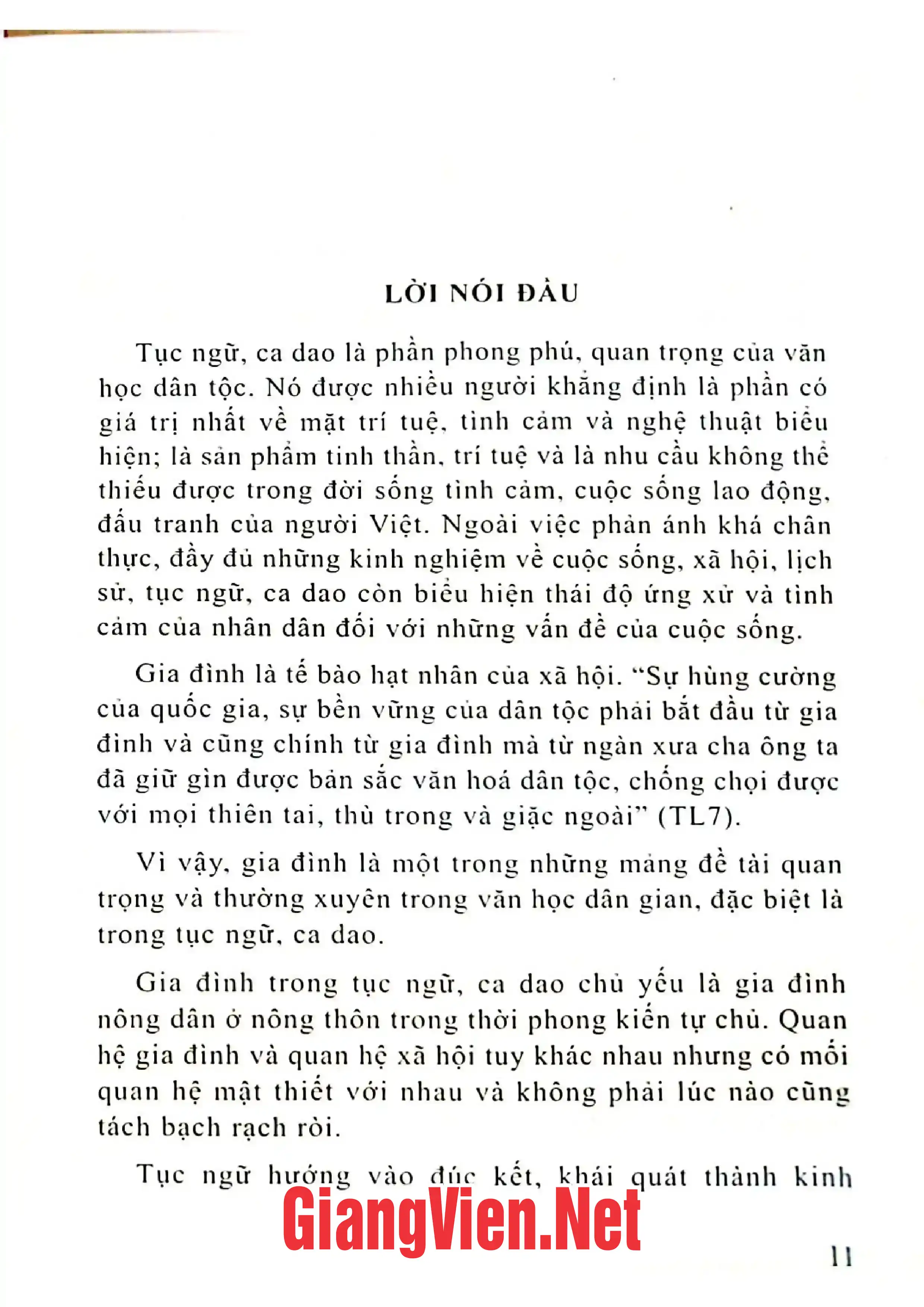 Mục lục chi tiết trang 3 sách Sự phản ánh quan hệ gia đình, xã hội trong tục ngữ ca dao