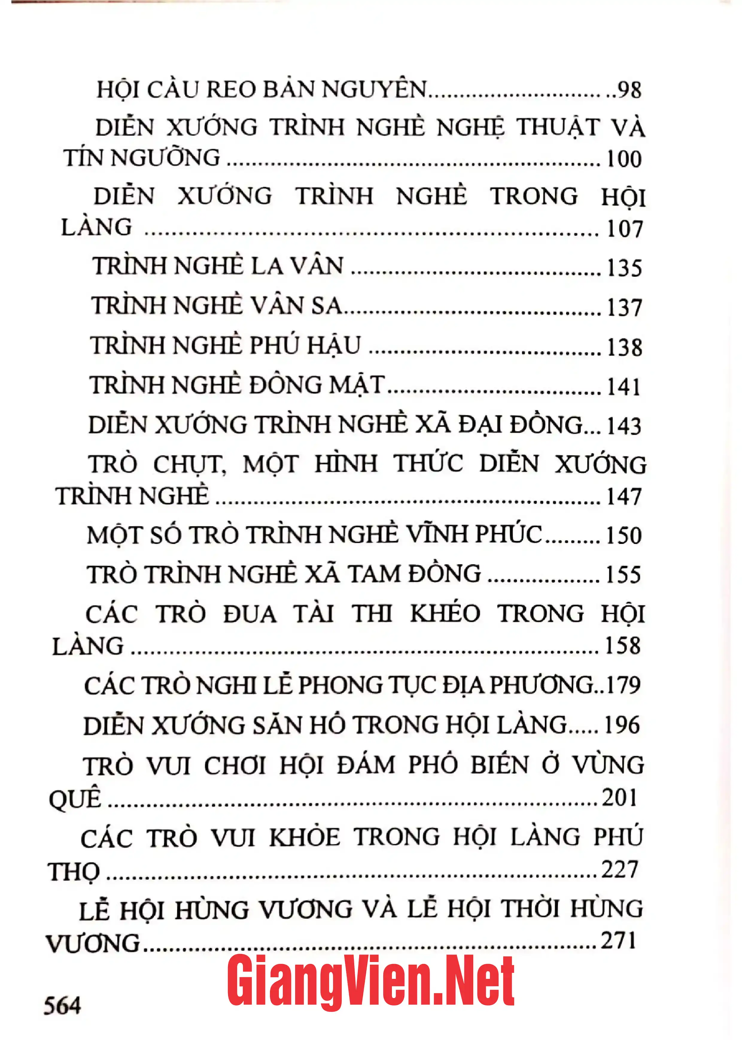 Mục lục chi tiết trang 1 sách Tổng tập nghiên cứu văn hóa, văn nghệ dân gian Quyển 1