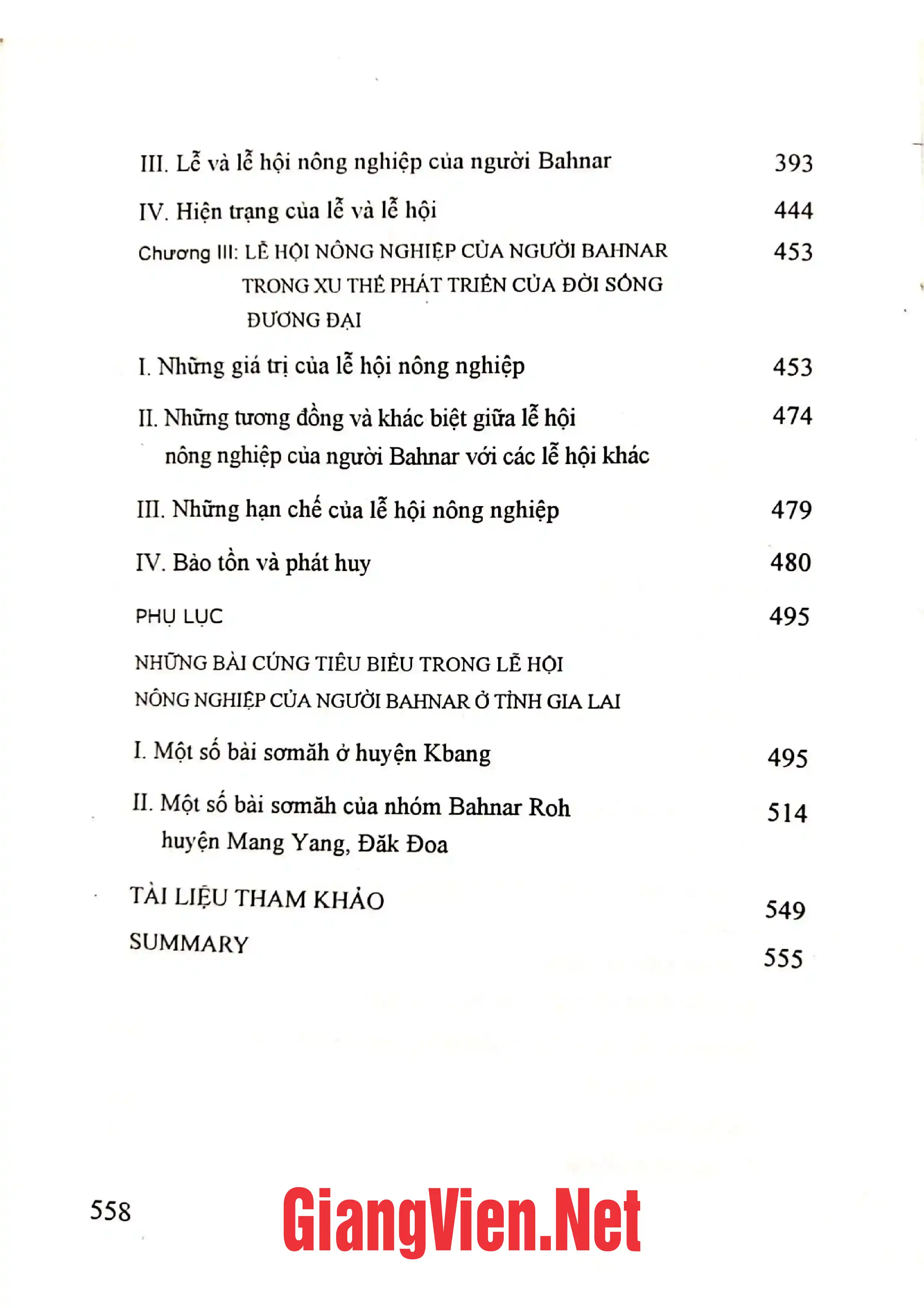 Mục lục chi tiết trang 1 sách Lễ hội nông nghiệp Việt Nam