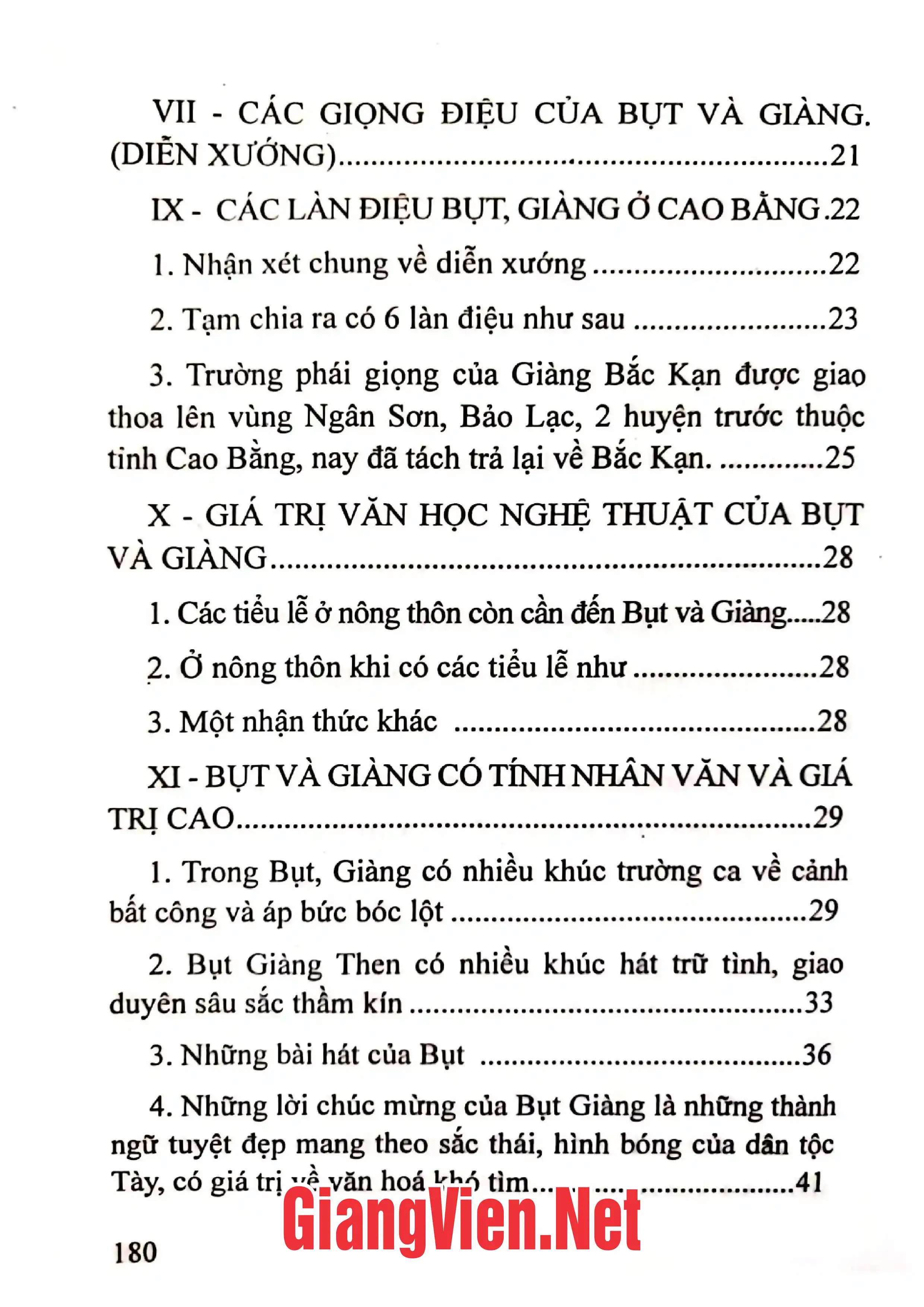 Mục lục chi tiết trang 1 sách Giá trị những bài hát then cổ hay nhất
