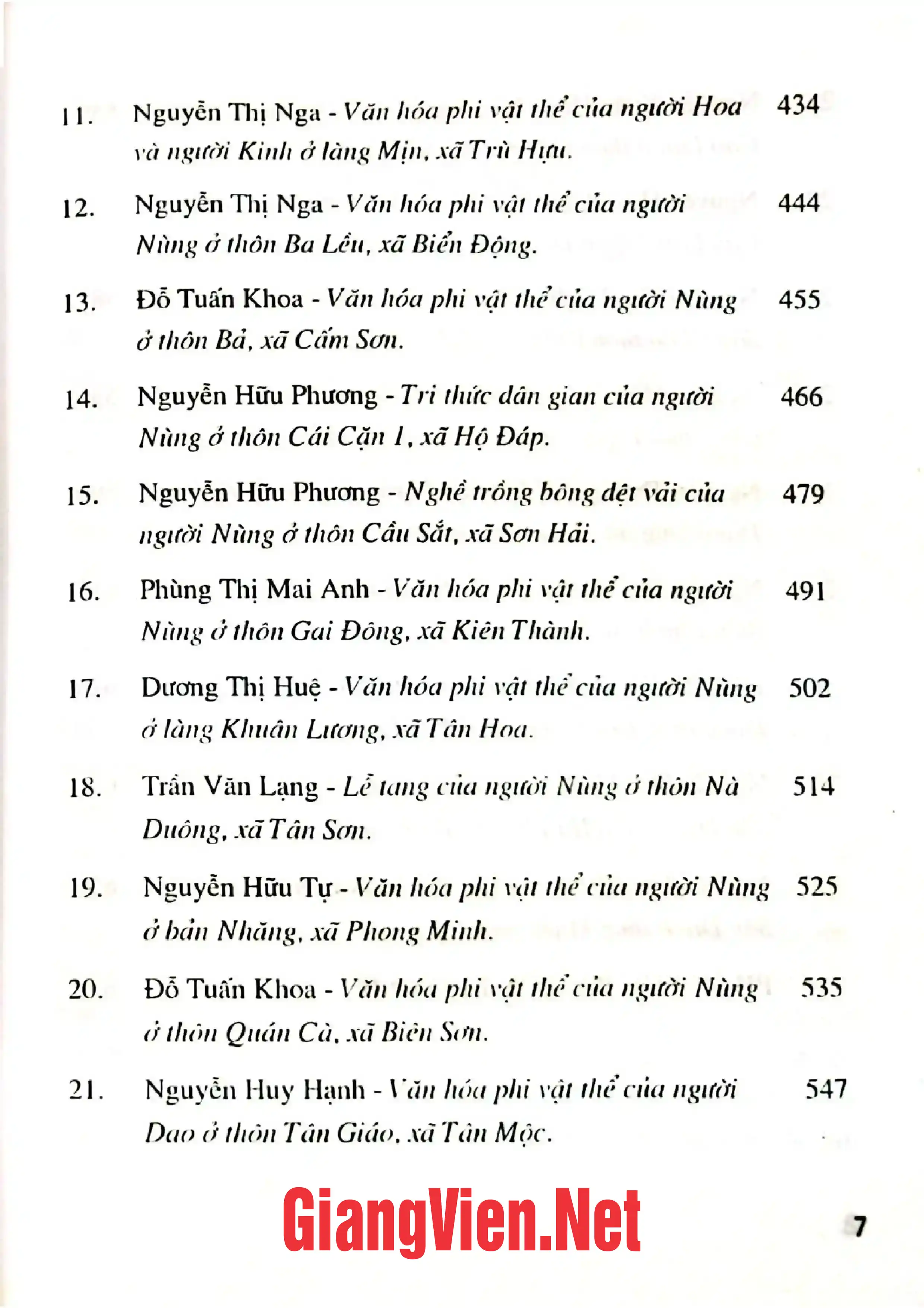 Mục lục chi tiết trang 2 sách Văn hóa phi vật thể huyện Lục Ngạn, tỉnh Bắc Giang