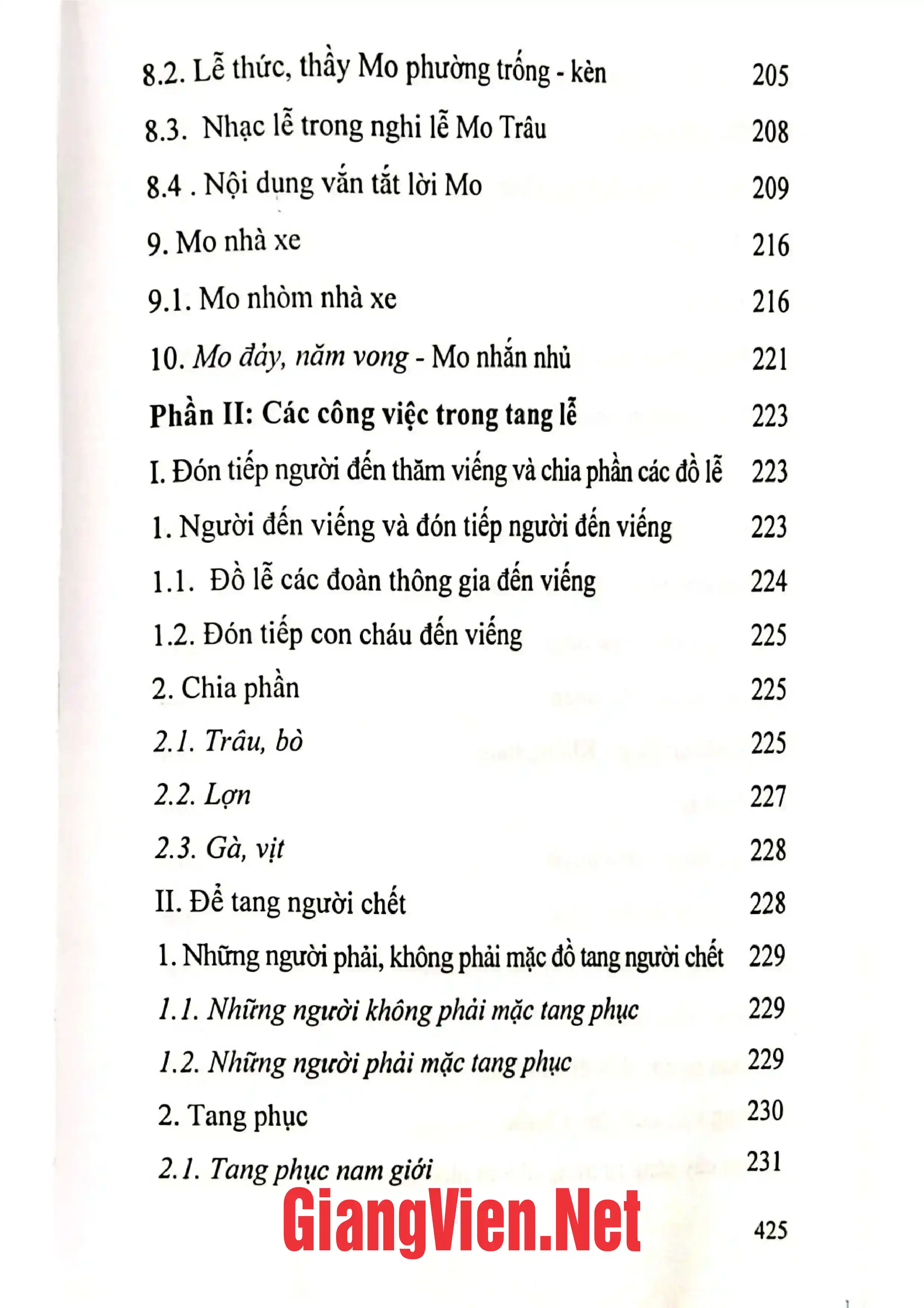 Mục lục chi tiết trang 2 sách Tang lễ cổ truyền của người Mường quyển 3