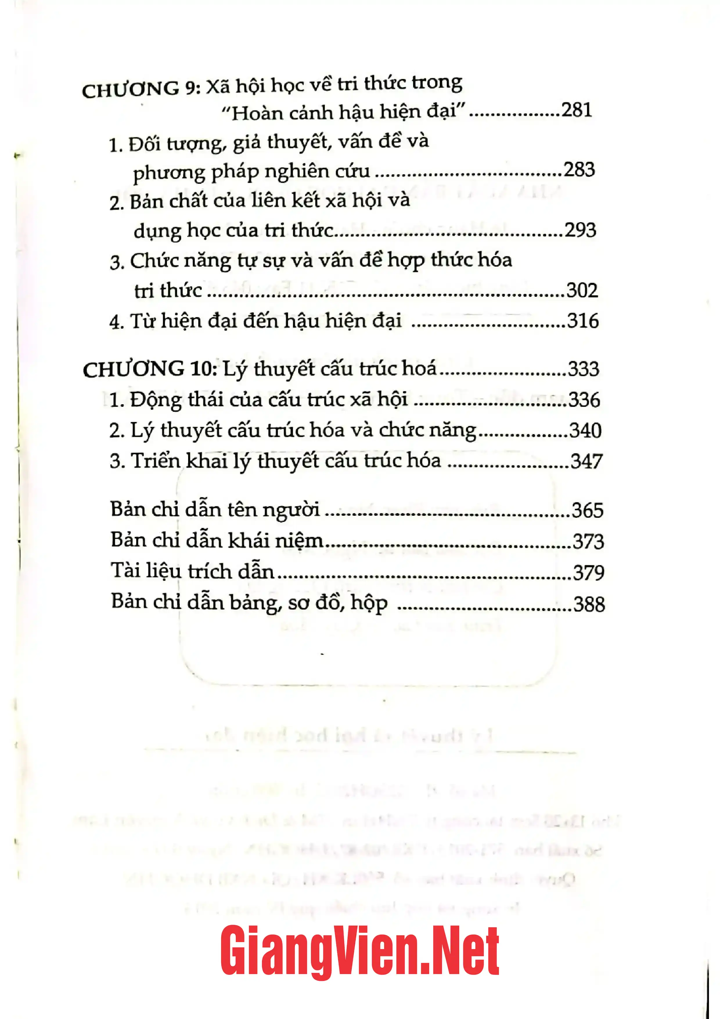 Mục lục chi tiết trang 2 sách Lý thuyết xã hội học hiện đại