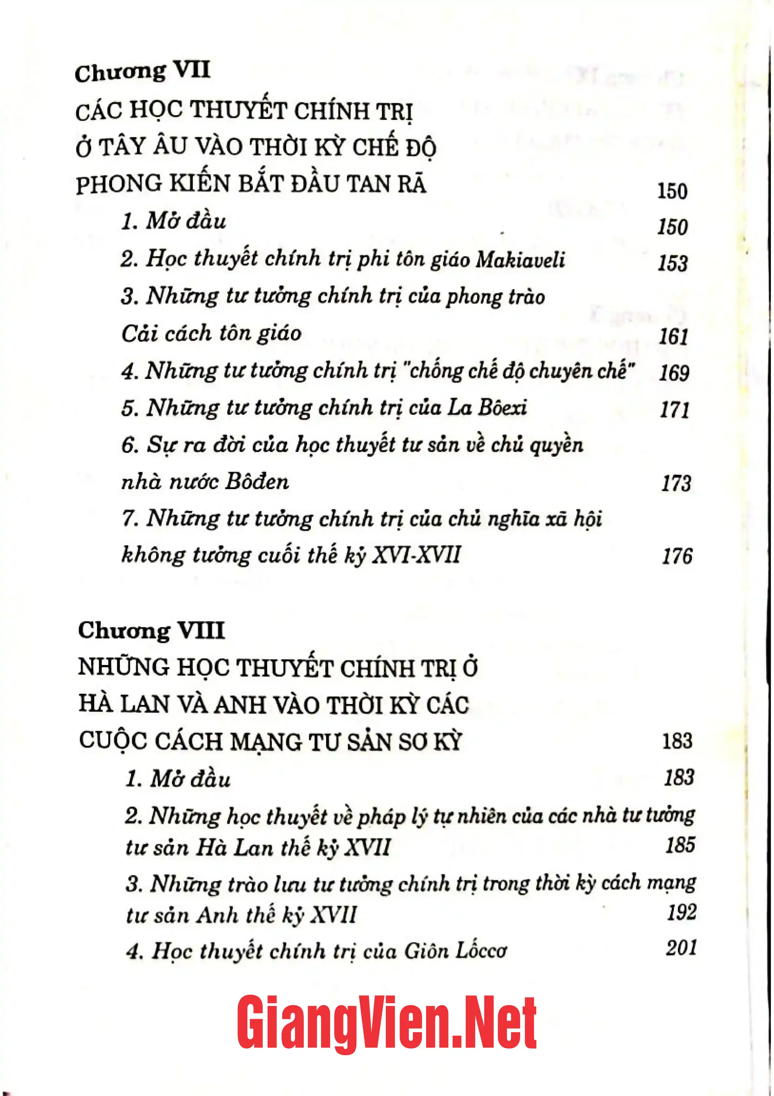 Mục lục chi tiết trang 3 sách Lịch sử các học thuyết chính trị trên thế giới