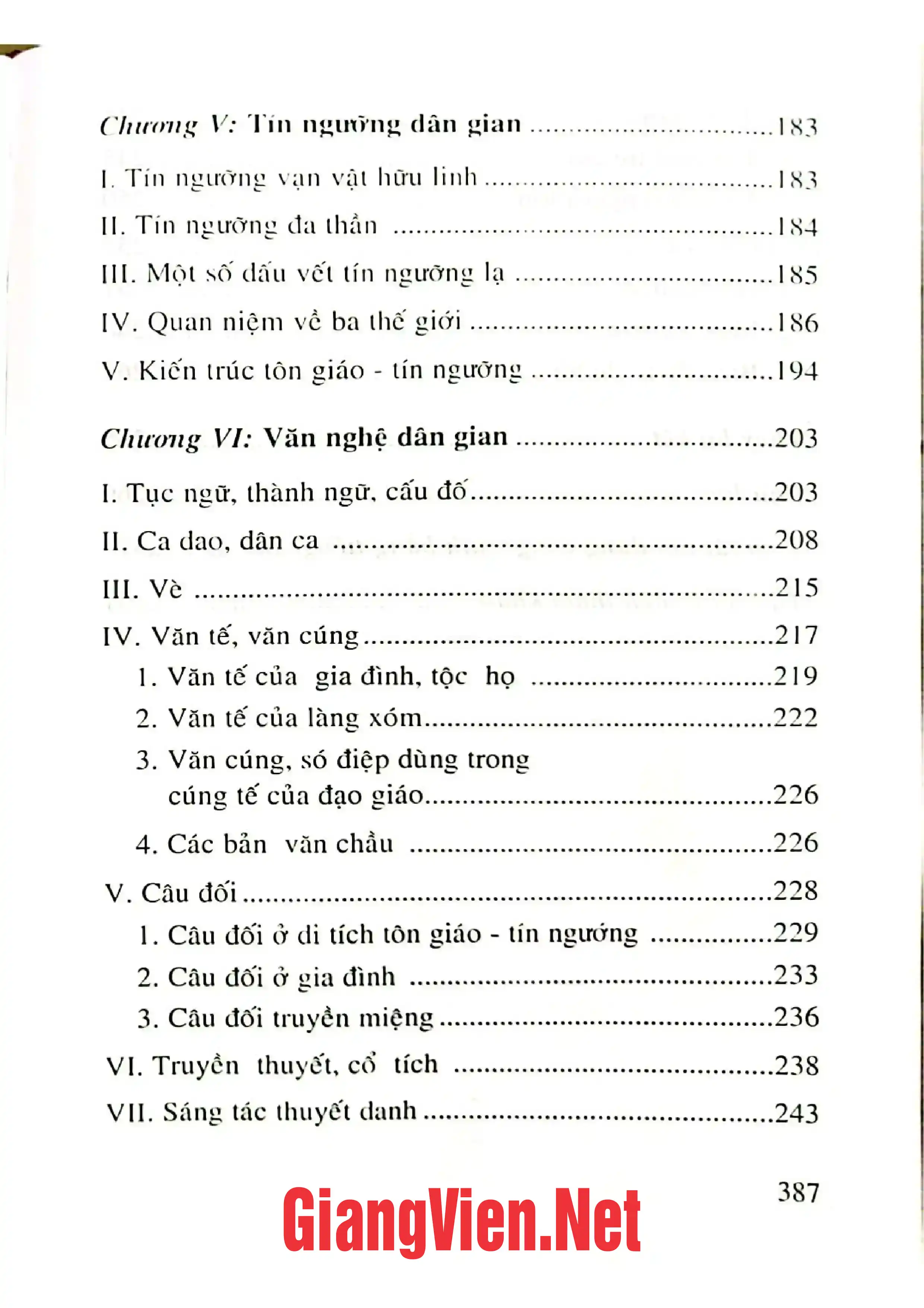 Mục lục chi tiết trang 2 sách Di sản văn hóa văn nghệ dân gian Hội An