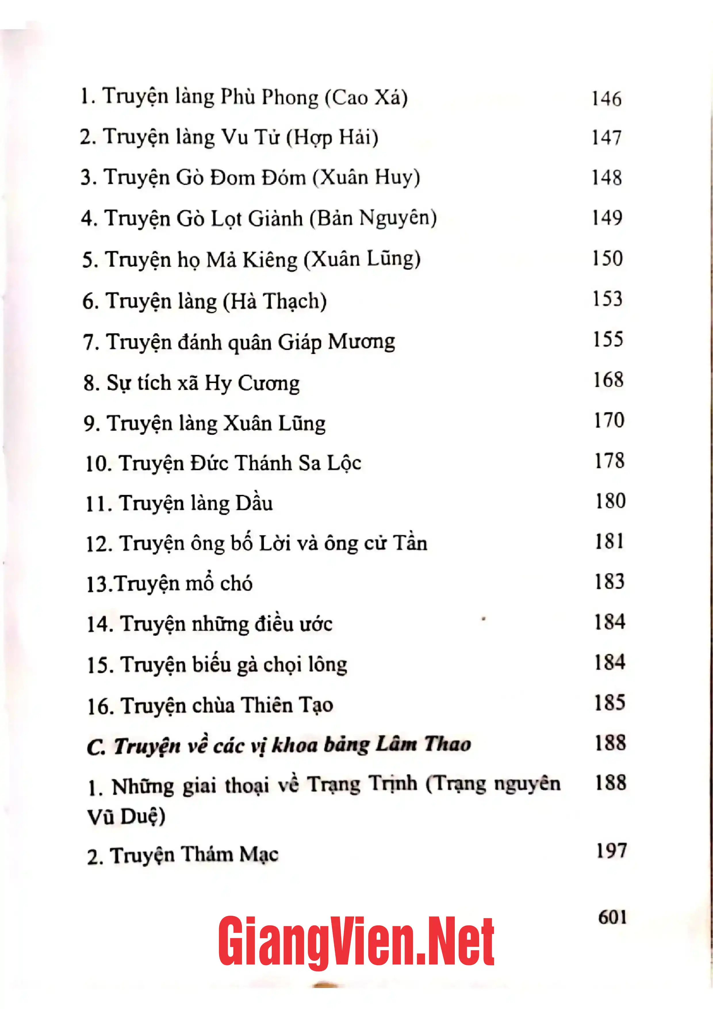Mục lục chi tiết trang 2 sách Văn hóa dân gian Lâm Thao