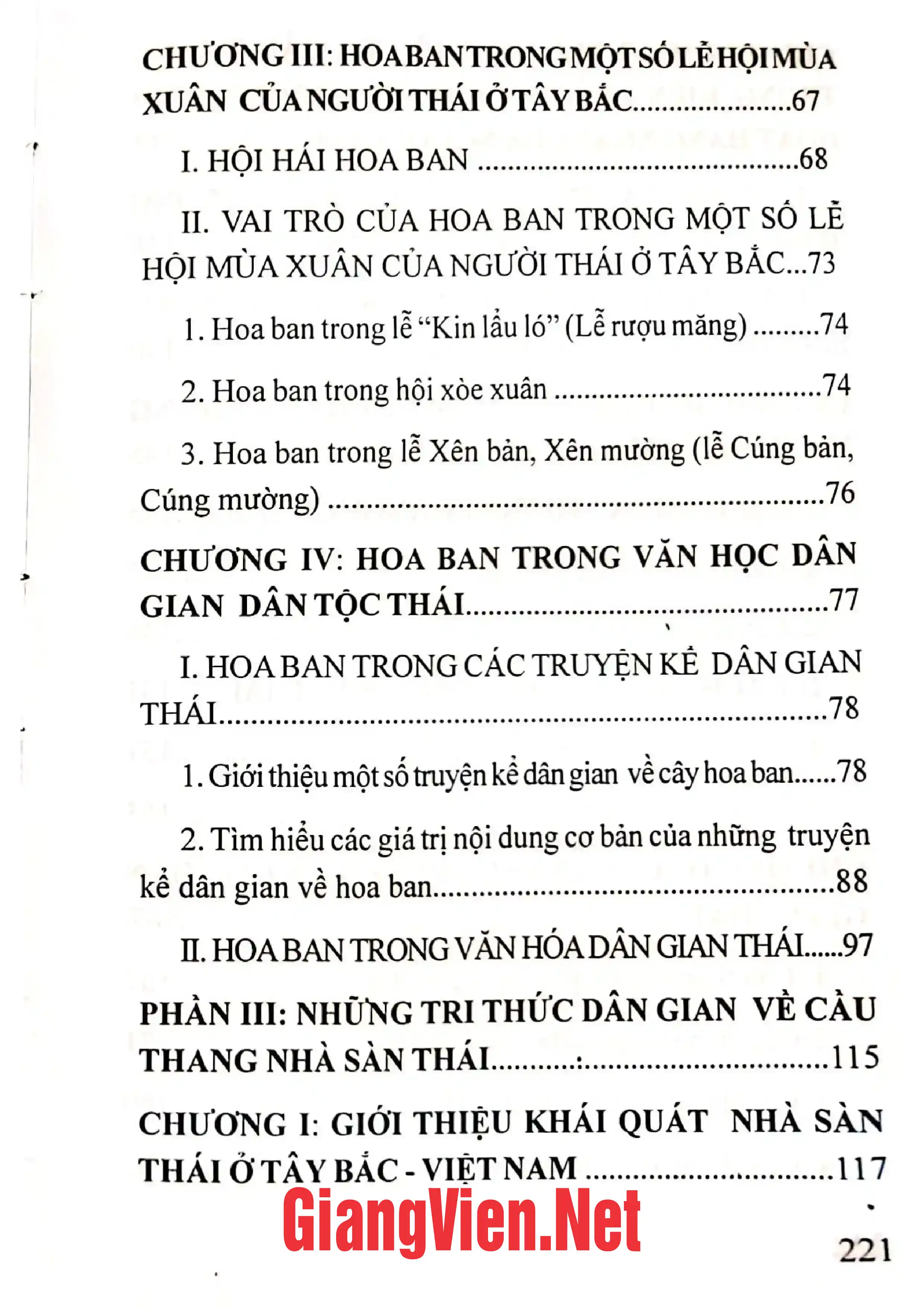Mục lục chi tiết trang 2 sách Văn hóa Thái những tri thức dân gian