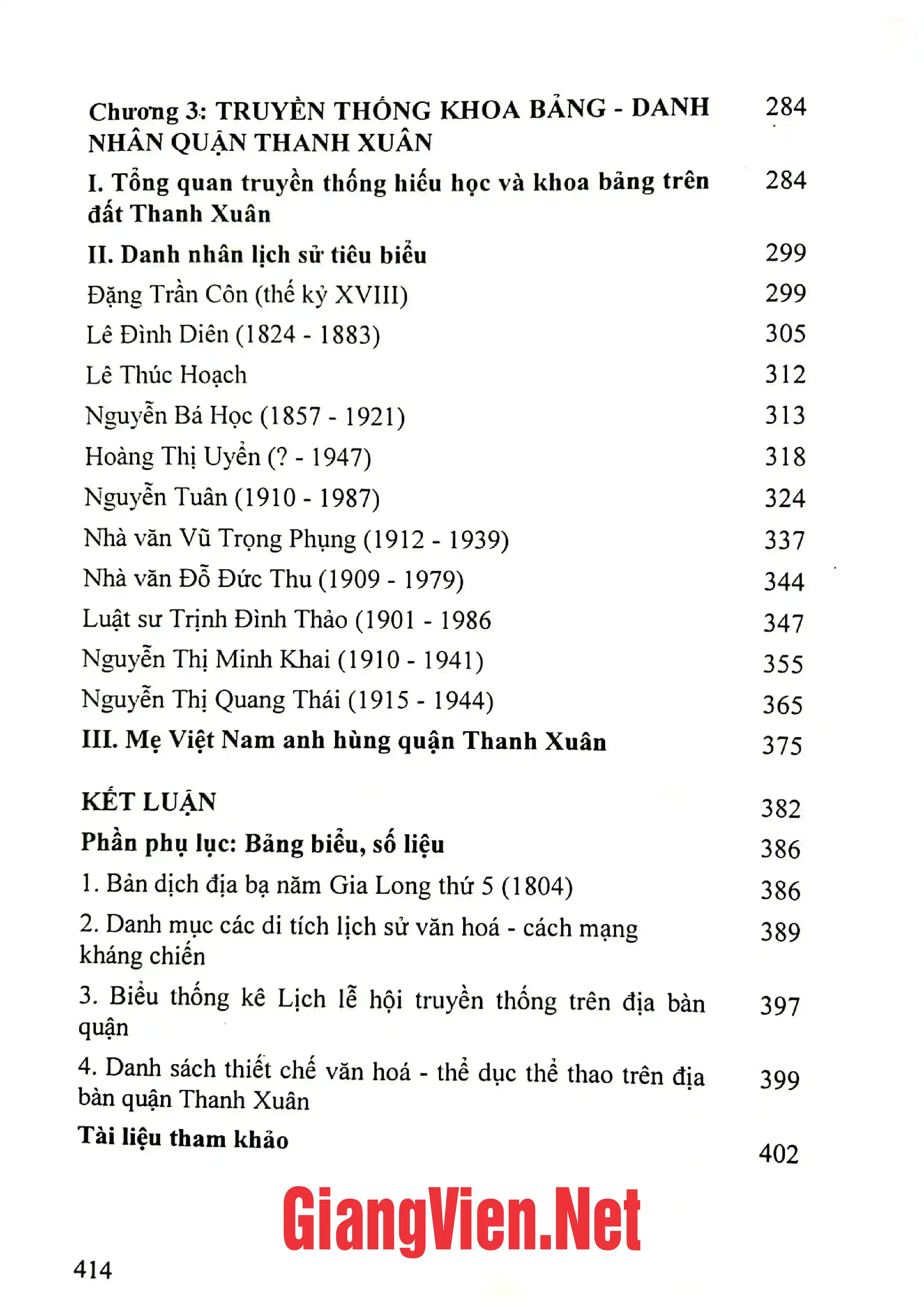Nội dung trang phụ bản giới thiệu sách Di sản Văn hóa quận Thanh Xuân, Thành phố Hà Nội