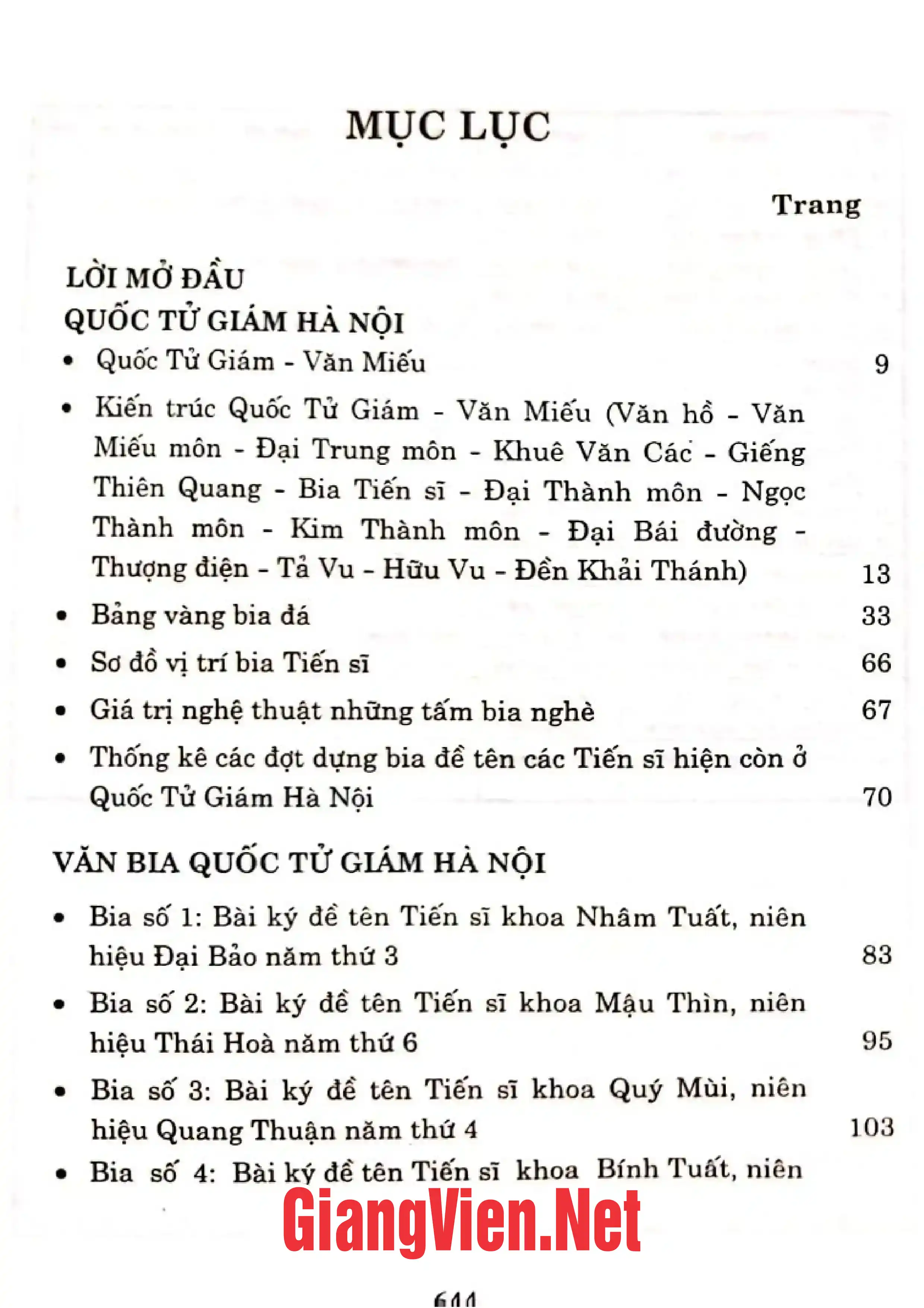 Trang bìa chính thức sách Văn bia Quốc Tử Giám Hà Nội