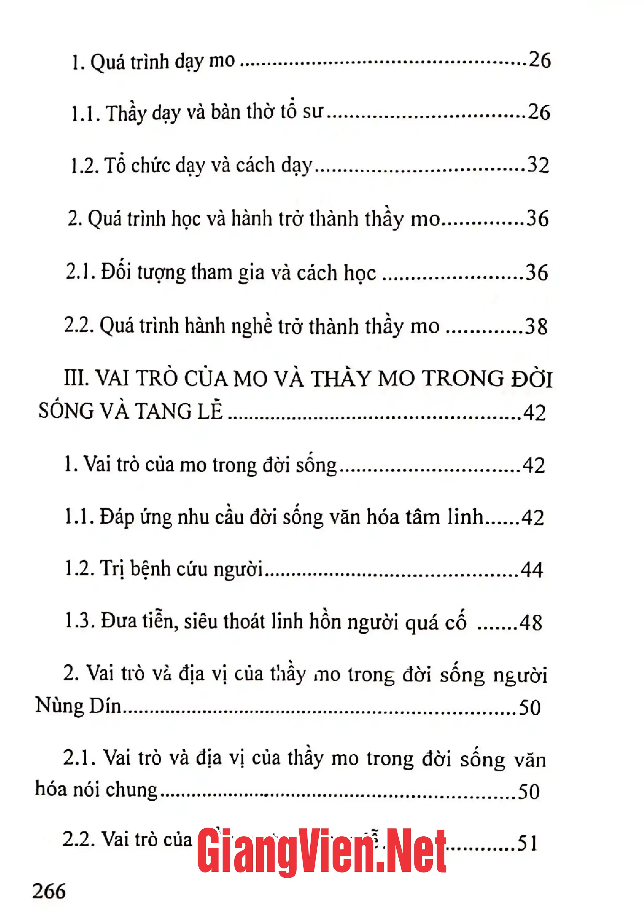Mục lục chi tiết trang 1 sách Mo tang lễ cổ truyền của người Nùng Dín, Lào Cai
