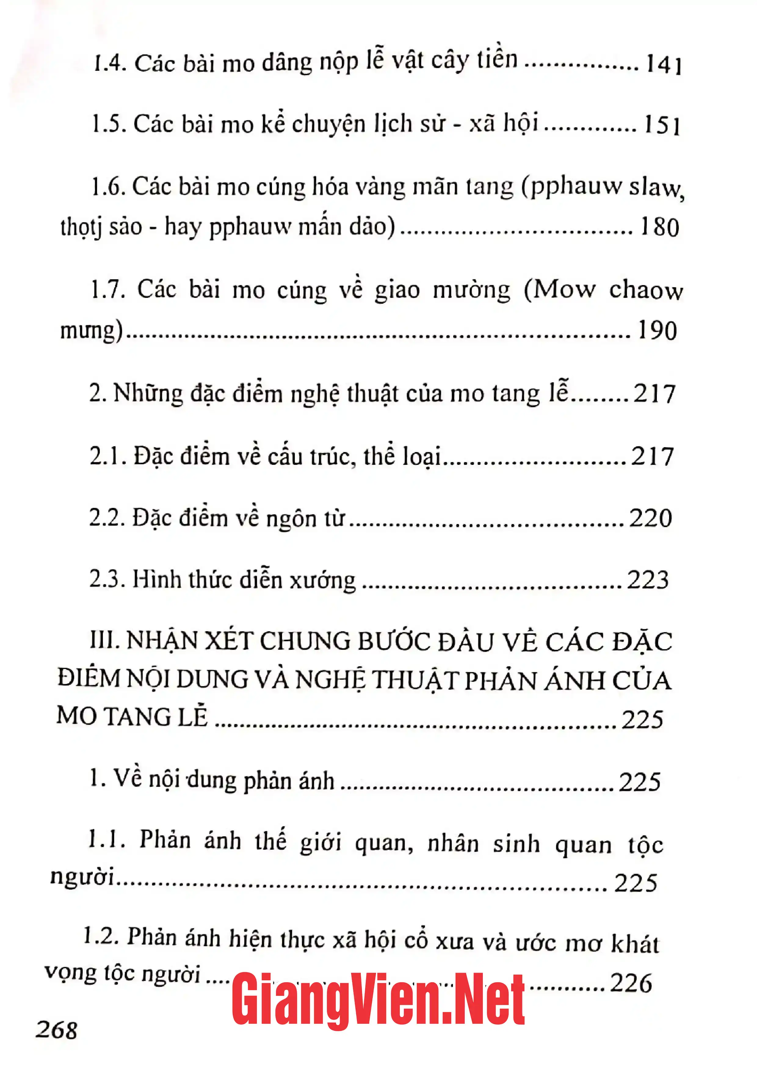 Mục lục chi tiết trang 3 sách Mo tang lễ cổ truyền của người Nùng Dín, Lào Cai