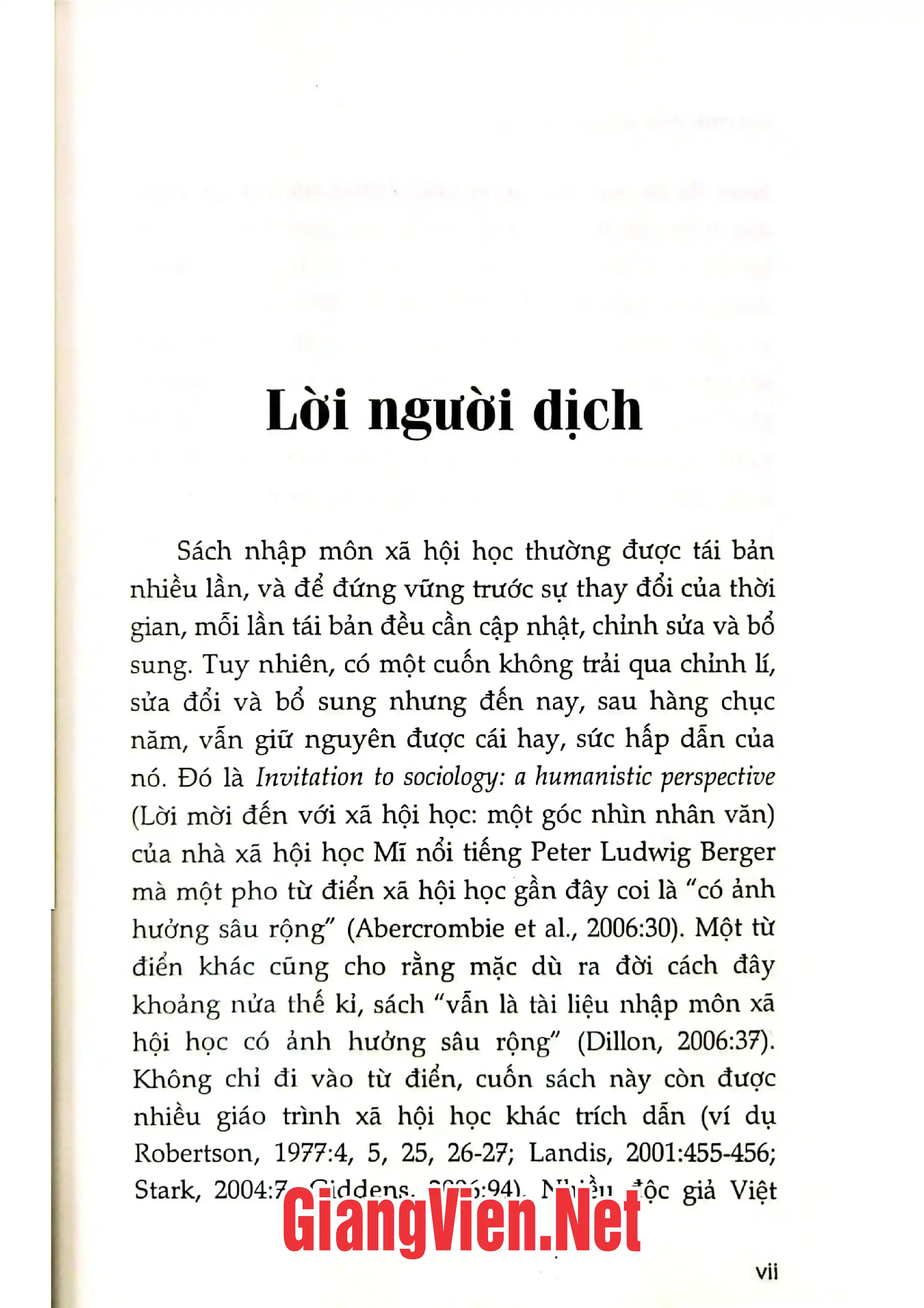 Mục lục chi tiết trang 1 sách Lời mời đến với xã hội học một góc nhìn nhân văn