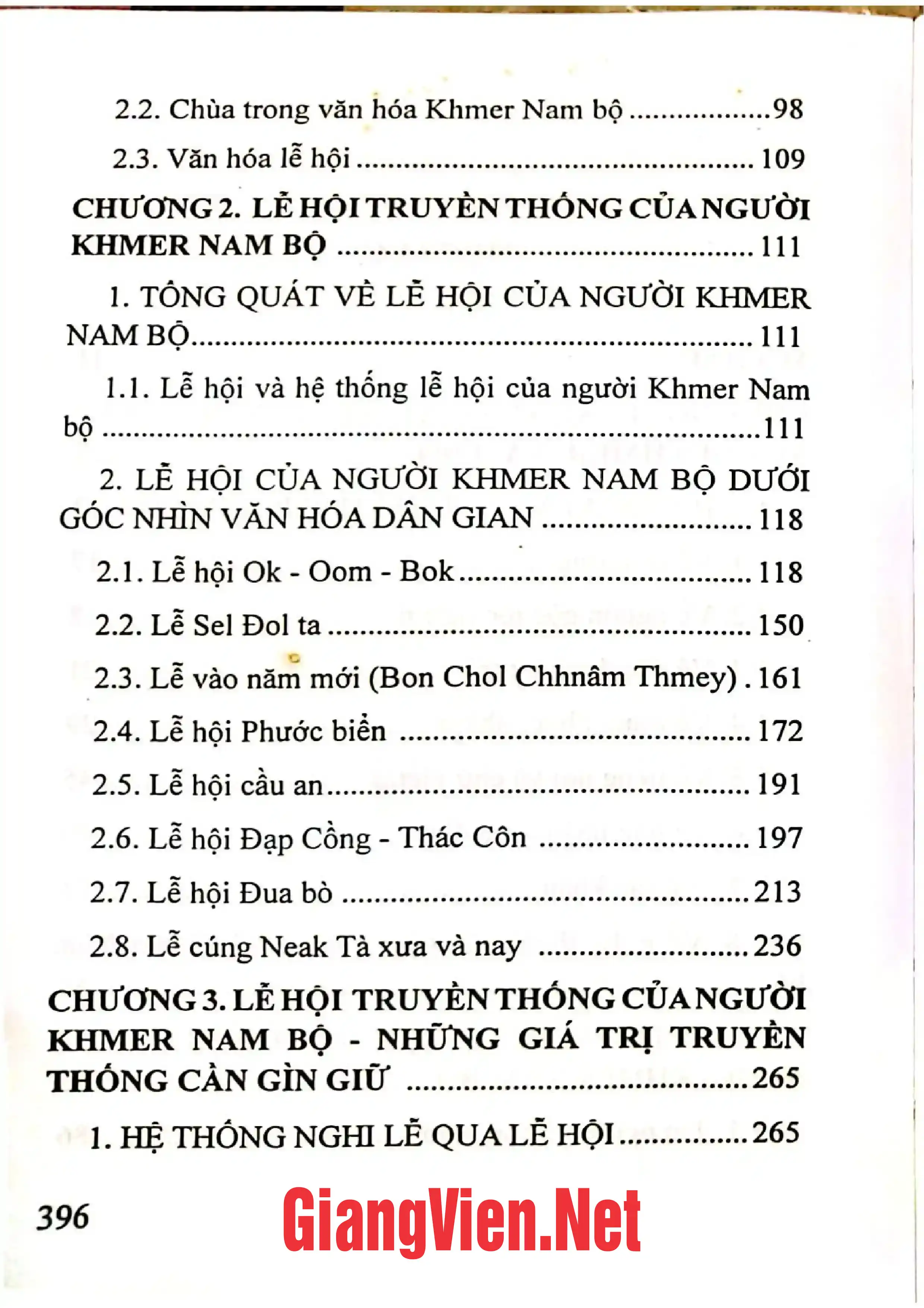 Mục lục chi tiết trang 1 sách Lễ hội truyền thống của người Khmer Nam Bộ