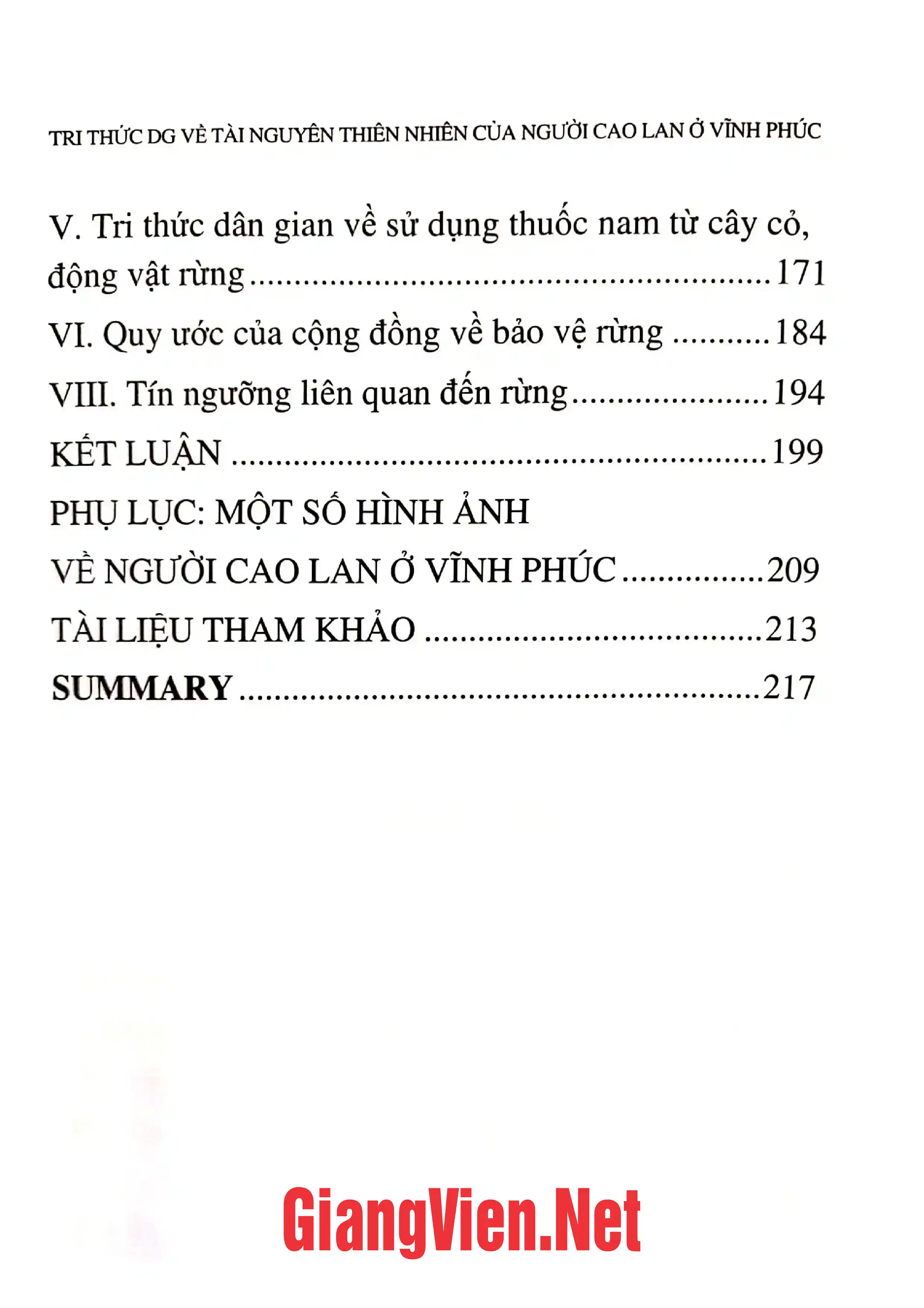 Ảnh minh họa nội dung cuốn sách: Tri thức dân gian về tài nguyên thiên nhiên của người Cao Lan ở Vĩnh Phúc