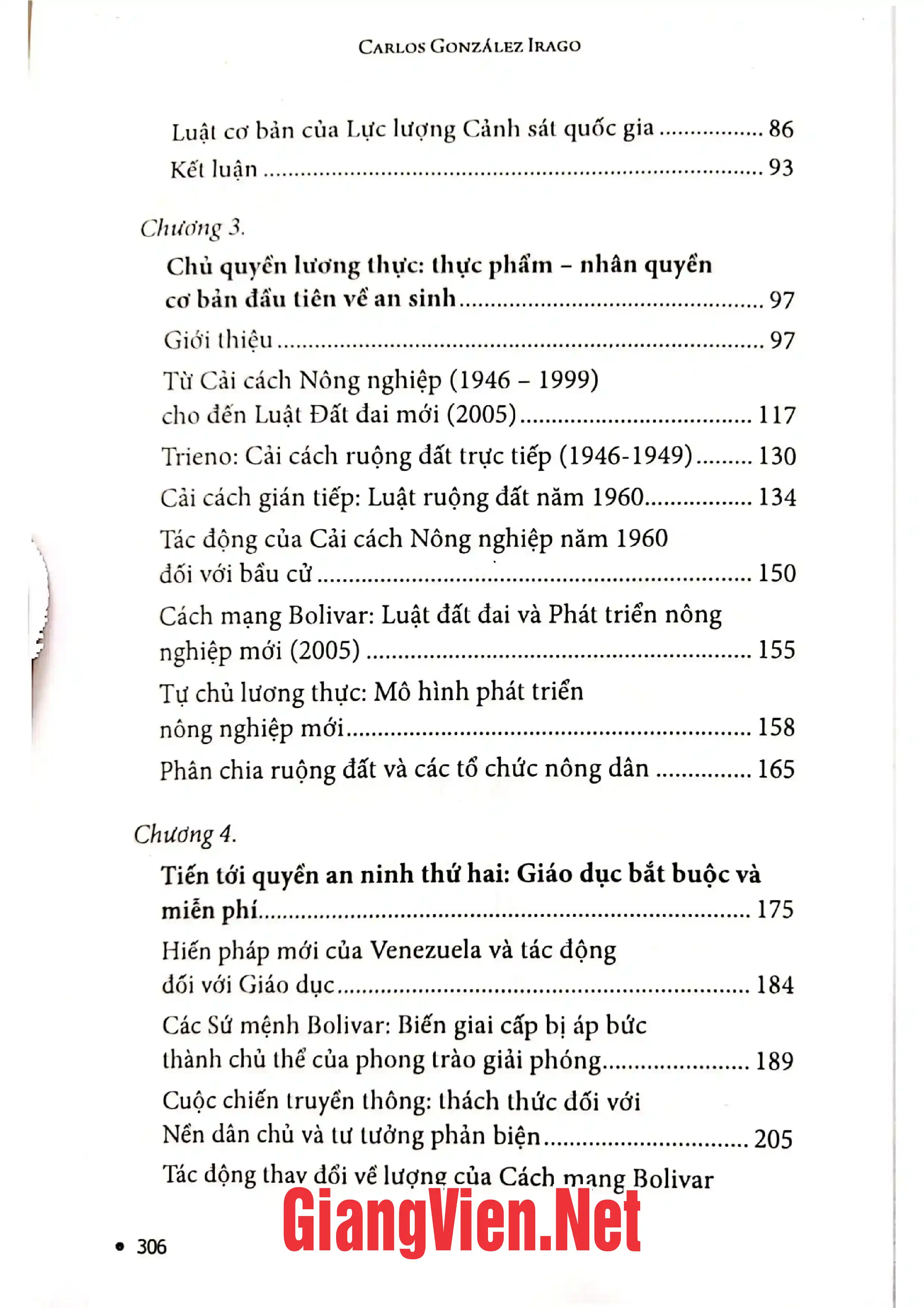 Mục lục chi tiết trang 1 sách Venezuela Nhân quyền và Dân chủ 1999-2009