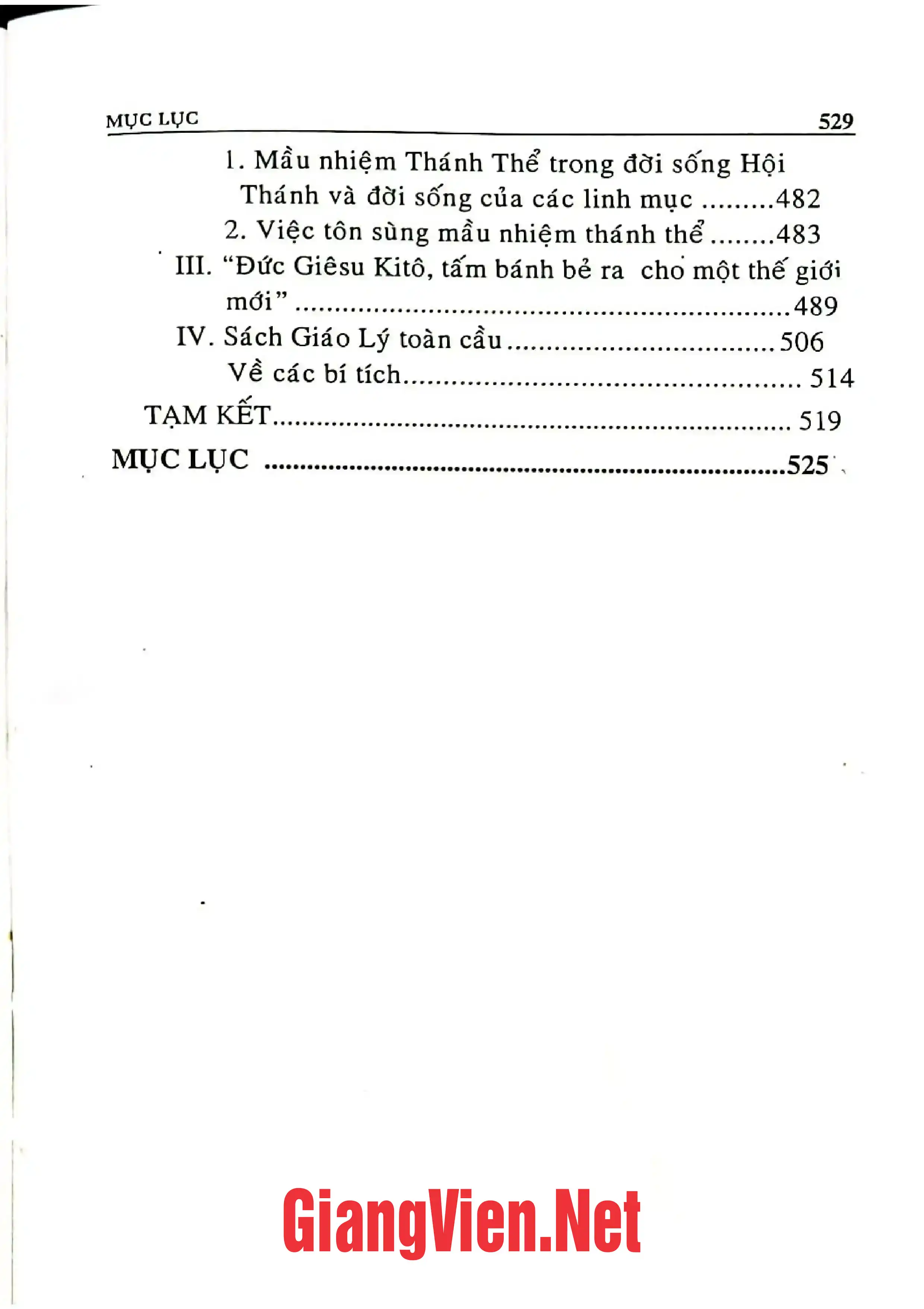 Nội dung trang phụ bản giới thiệu sách Bí tích học - Tập II - Bí tích thánh thể
