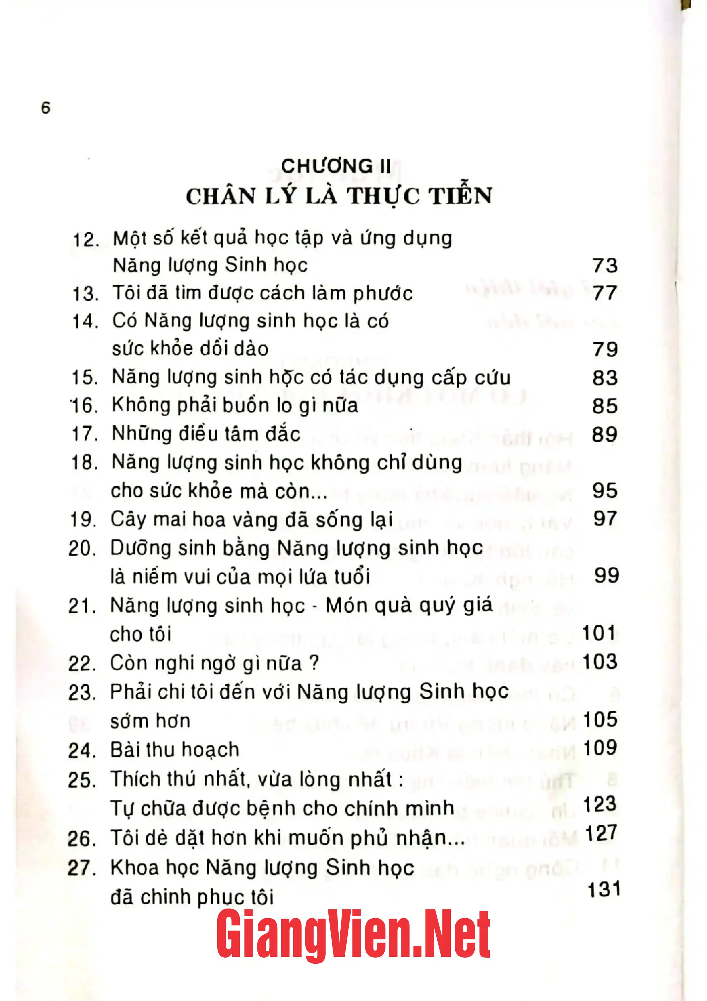 Mục lục chi tiết trang 1 sách Sự kì diệu của năng lượng sinh học