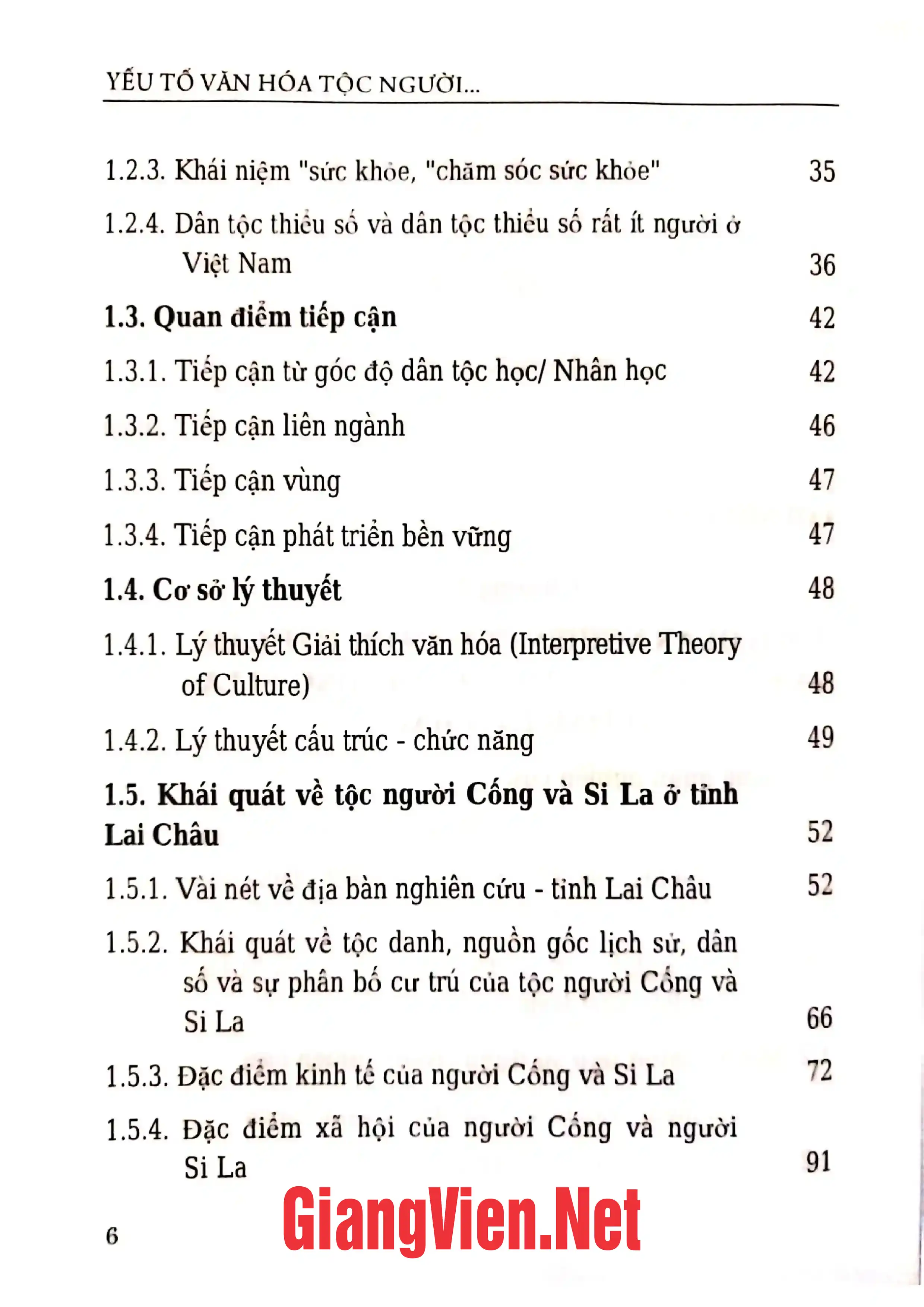 Mục lục chi tiết trang 1 sách Yếu tố văn hóa tộc người trong chăm sóc sức khỏe của người Cống và Si La ở tỉnh Lai Châu
