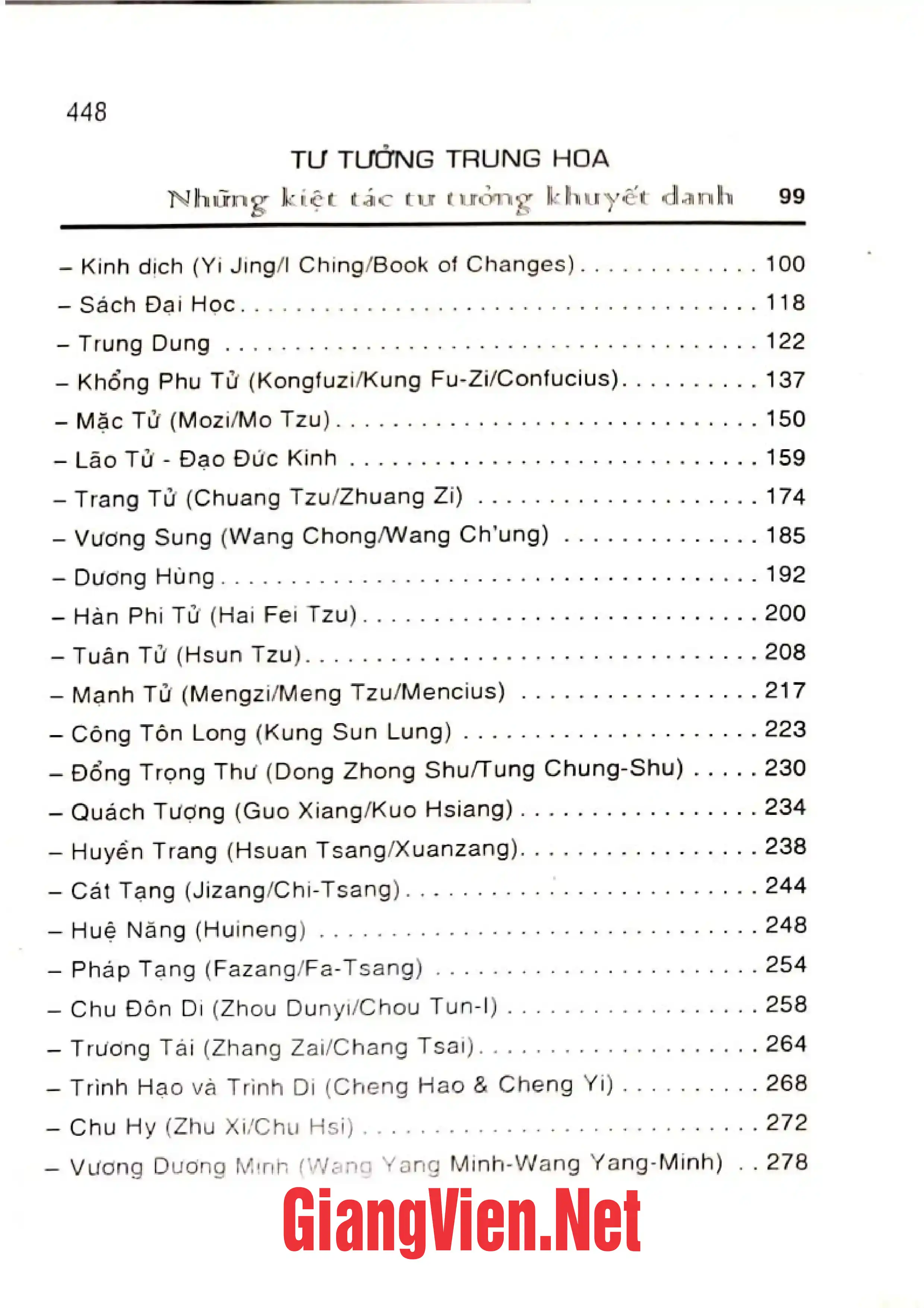 Mục lục chi tiết trang 1 sách Những tư tưởng gia vĩ đại phương Đông