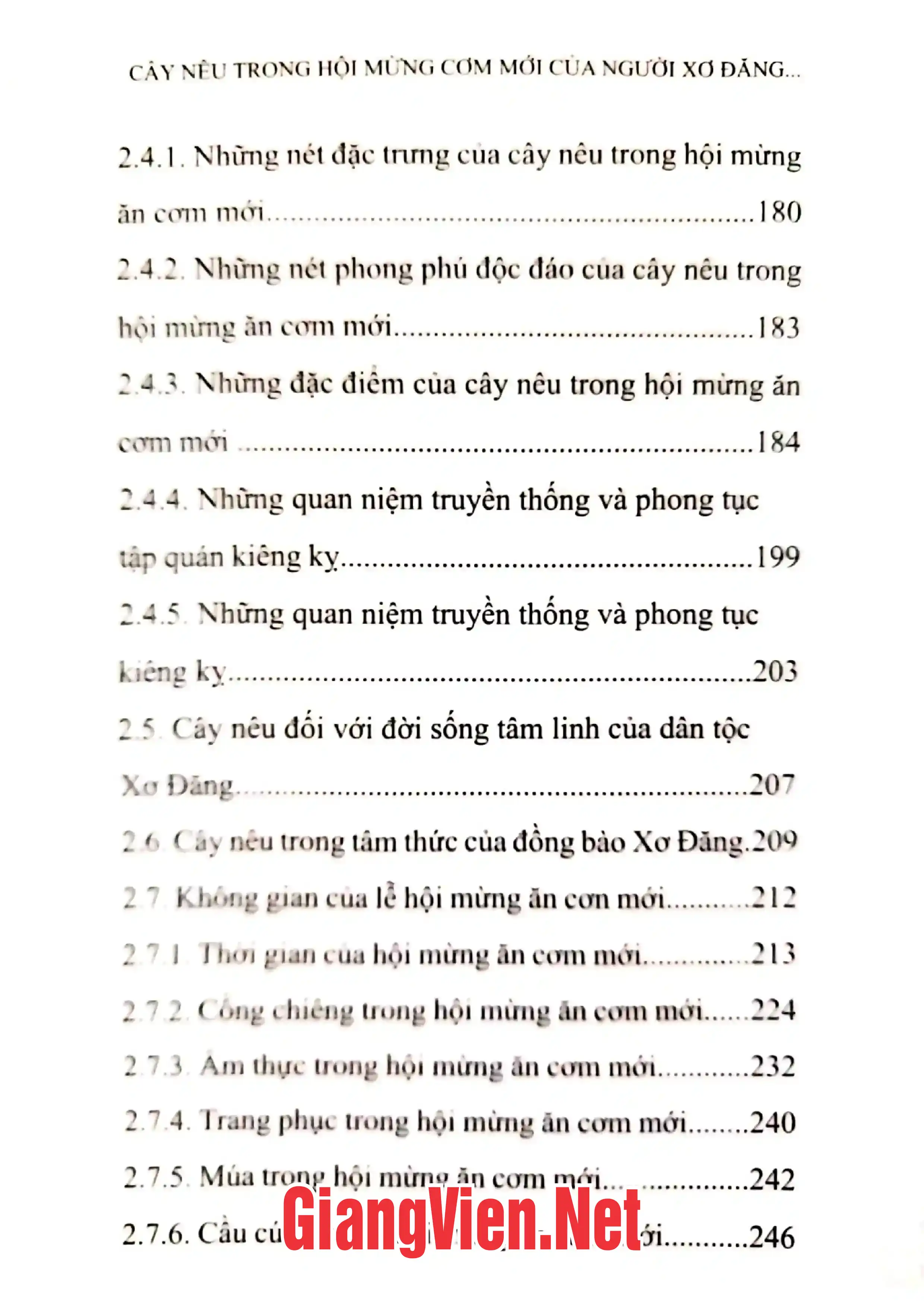 Mục lục chi tiết trang 2 sách Cây nêu trong hội mừng cơm mới của người Xơ đăng ở buôn Kin HRing xã Ea HDing huyện Cư Gar tỉnh Đắc Lắc