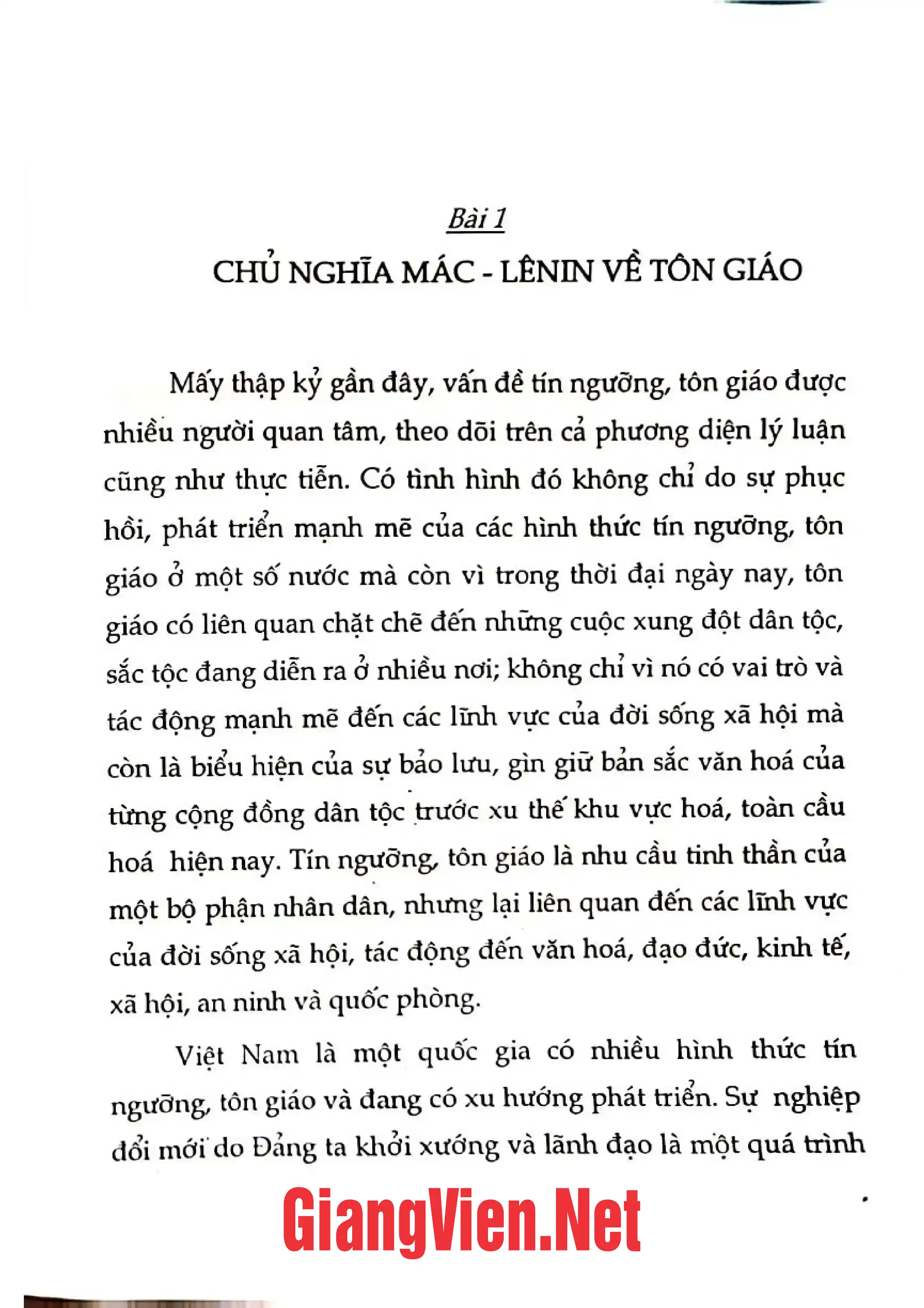 Nội dung trang phụ bản giới thiệu sách Lý luận về tôn giáo và chính sách tôn giáo ở Việt Nam