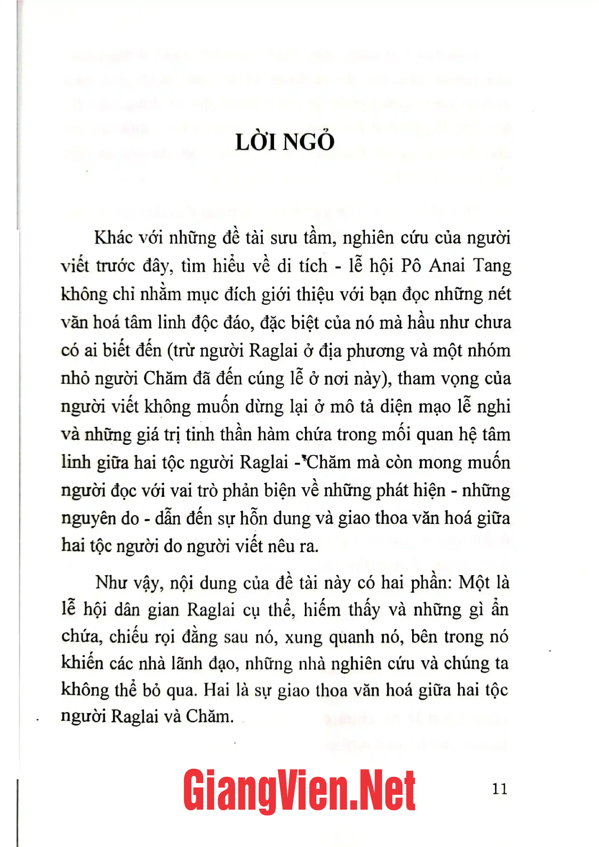 Mục lục chi tiết trang 1 sách Pô Anai Tang di tích, lễ hội của người Raglai