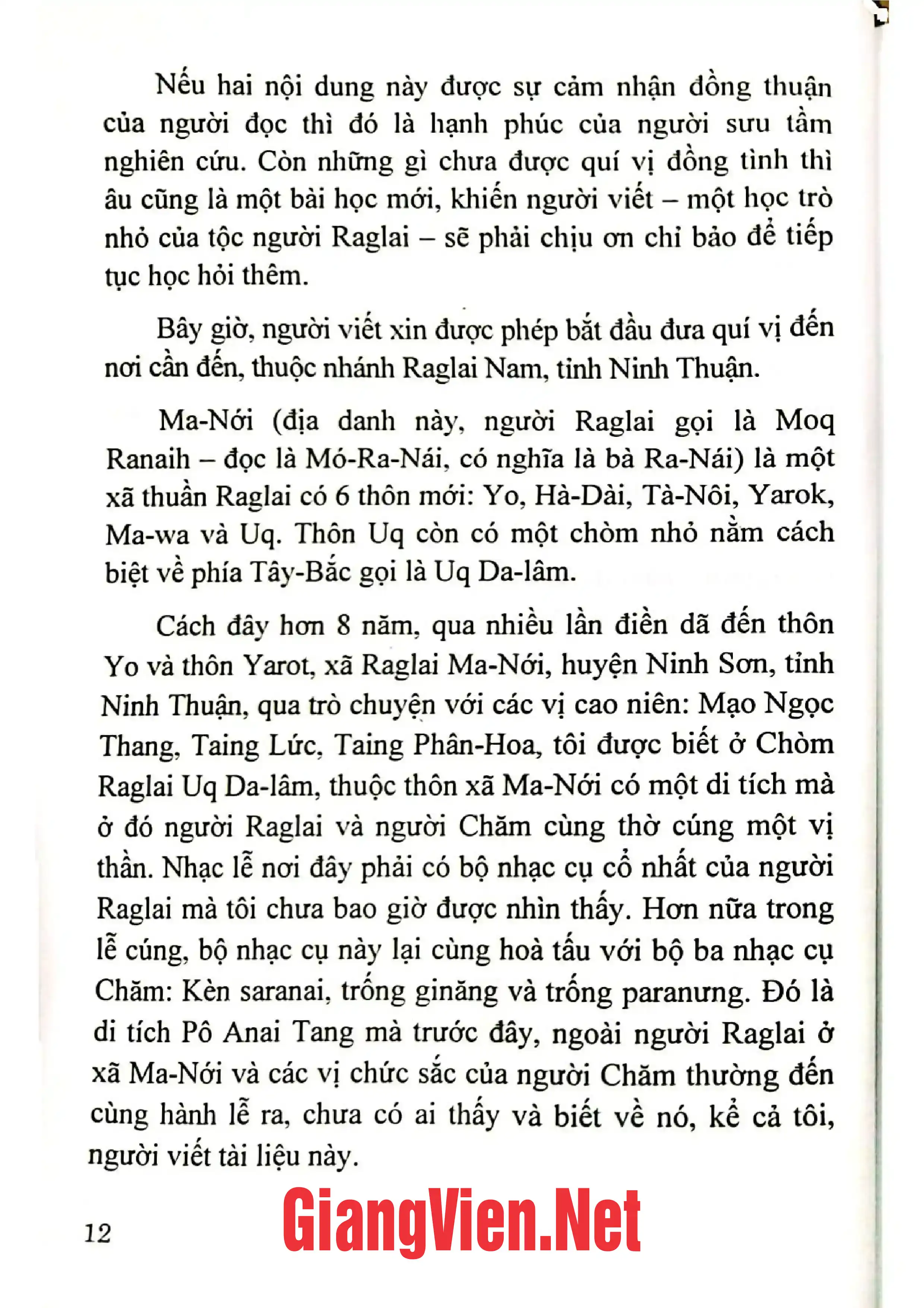 Mục lục chi tiết trang 2 sách Pô Anai Tang di tích, lễ hội của người Raglai