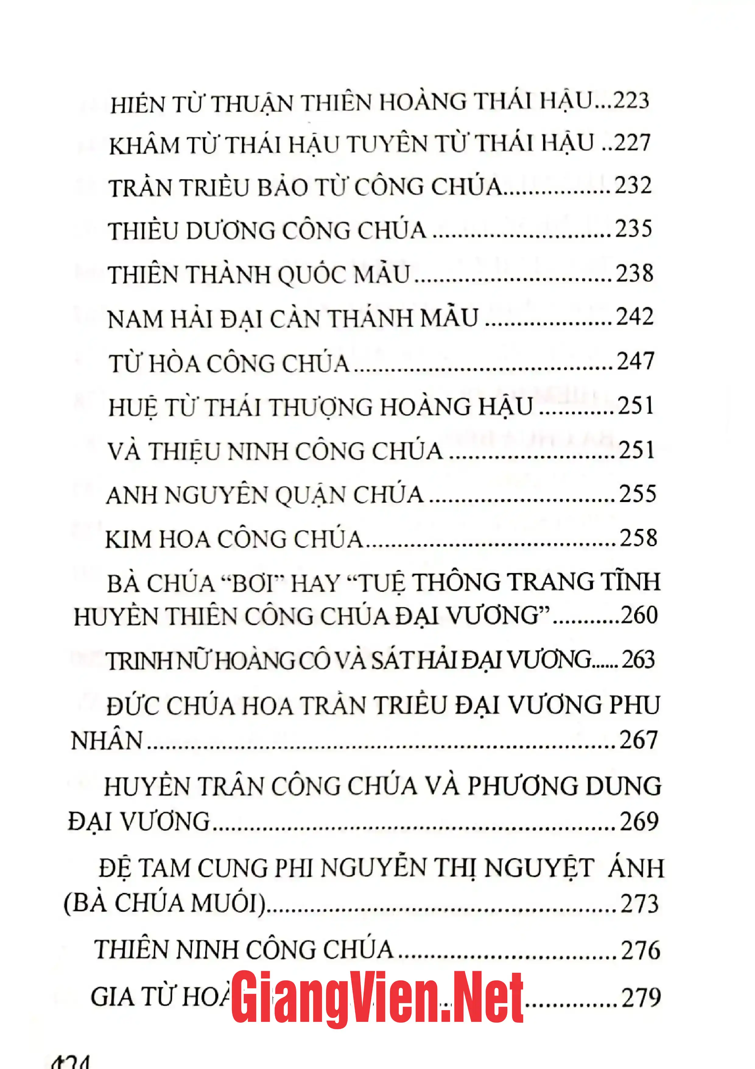 Mục lục chi tiết trang 3 sách Nữ thần và Thánh Mẫu Thái Bình