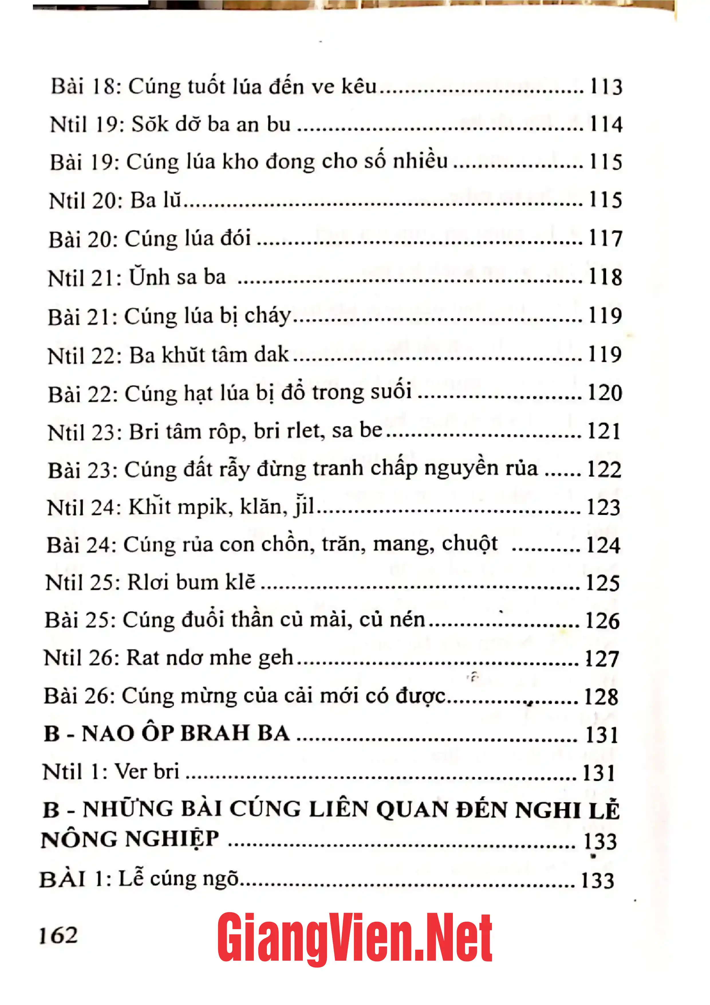 Mục lục chi tiết trang 3 sách Lời khấn thần trong nghi lễ nông nghiệp của người Mnông Nong