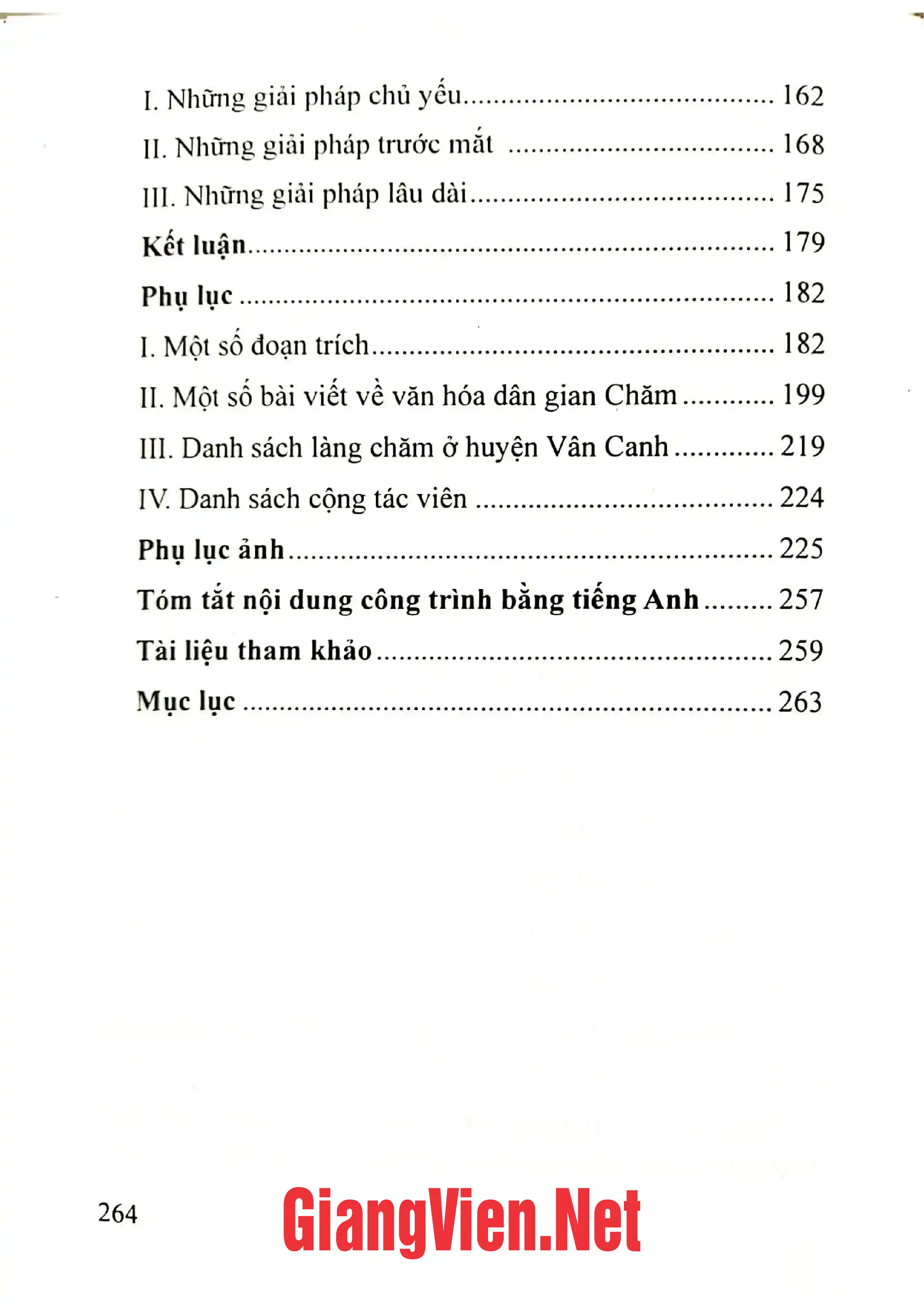 Mục lục chi tiết trang 1 sách Nếp sống cổ truyền người Chăm huyện Vân Canh, tỉnh Bình Định