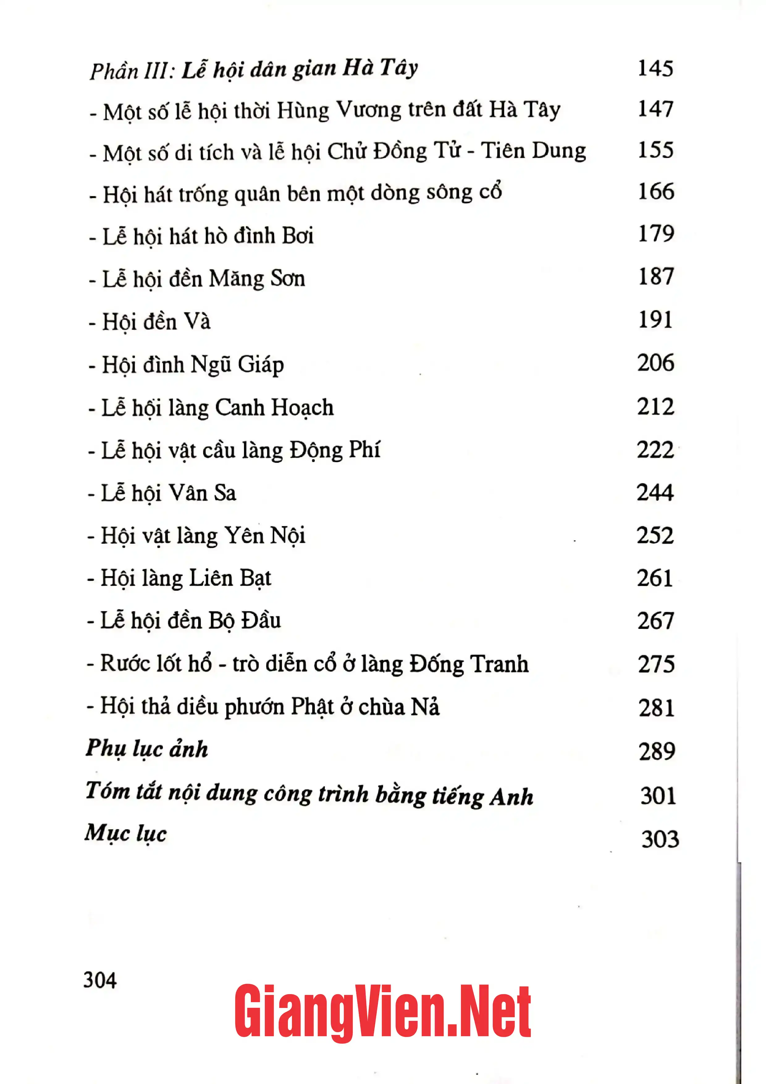 Mục lục chi tiết trang 1 sách Tín ngưỡng, tôn giáo và lễ hội dân gian Hà Tây