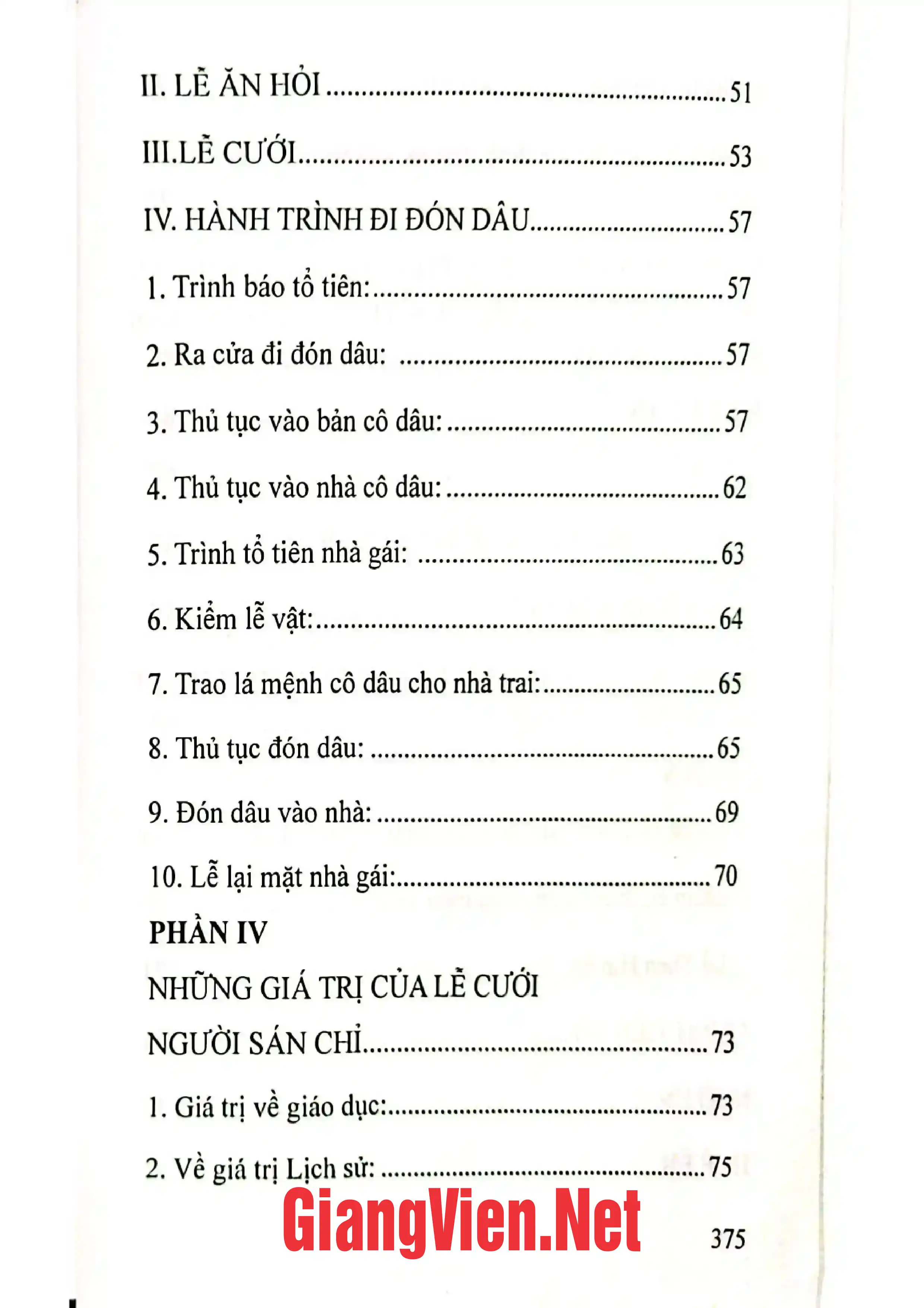 Mục lục chi tiết trang 2 sách Lễ cưới của người Sán Chỉ, Then Hỉn ẻn