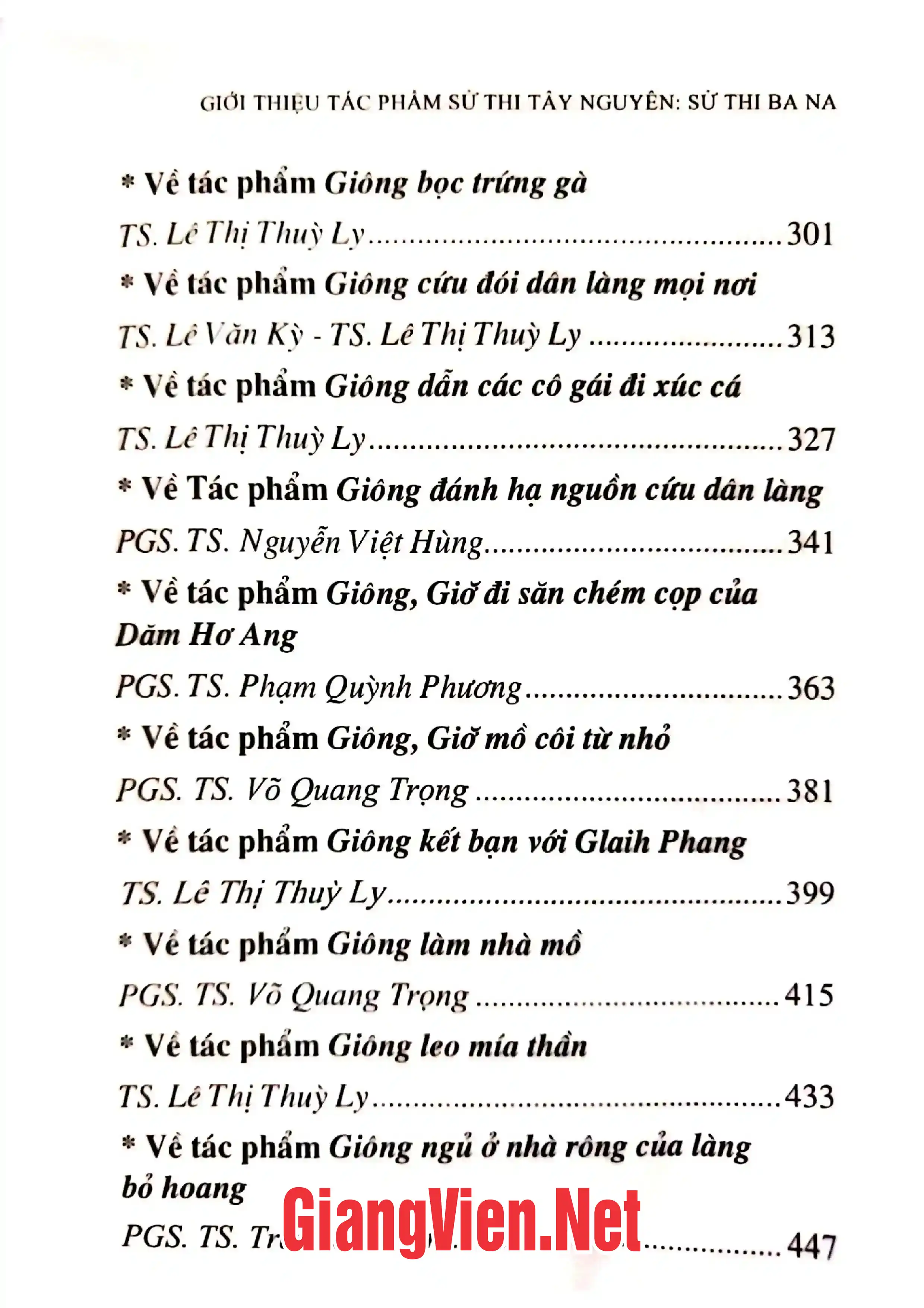 Mục lục chi tiết trang 2 sách Giới thiệu tác phẩm sử thi Tây Nguyên - Sử thi Ba Na