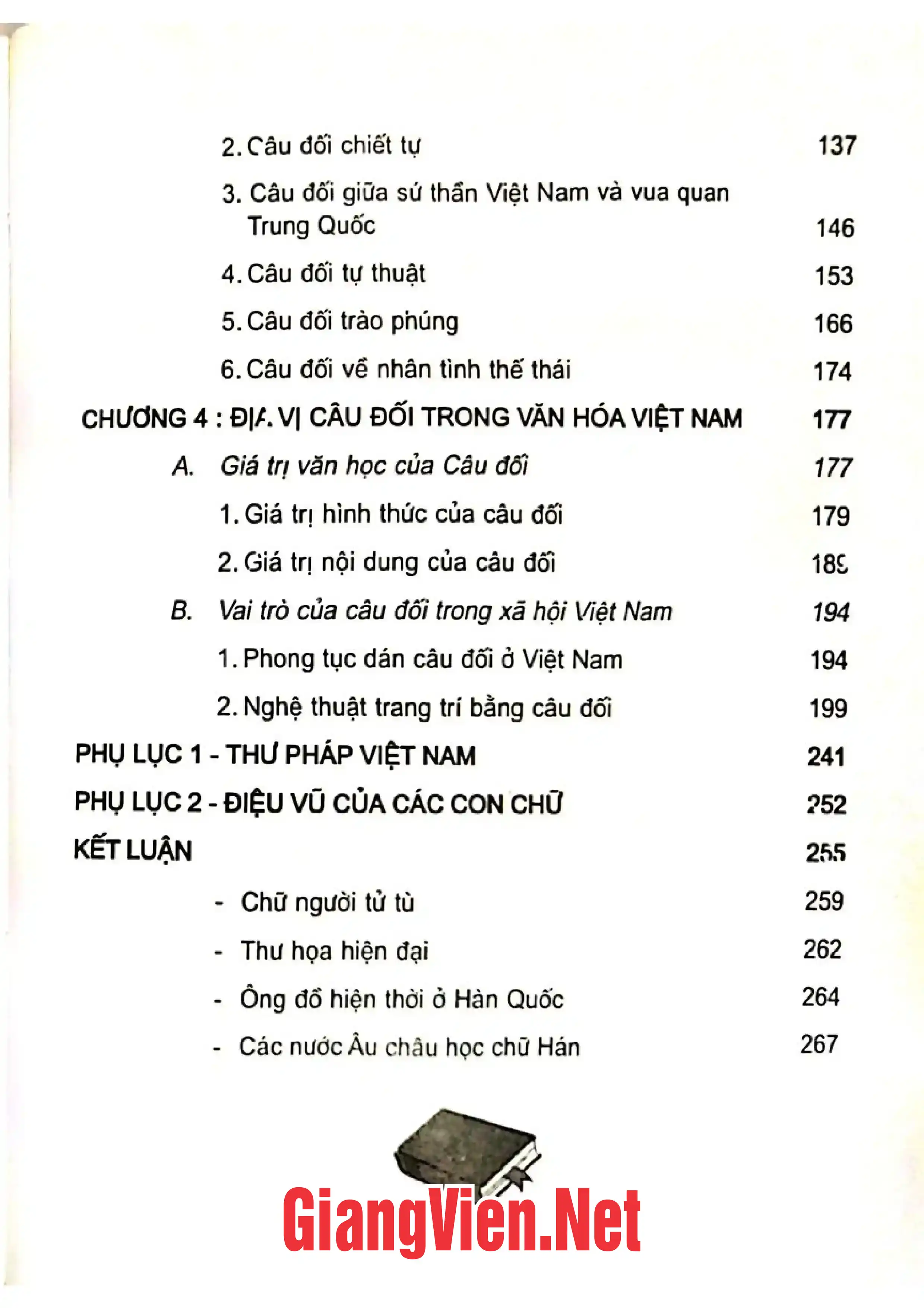 Mục lục chi tiết trang 2 sách Câu đối trong văn hóa Vịêt Nam