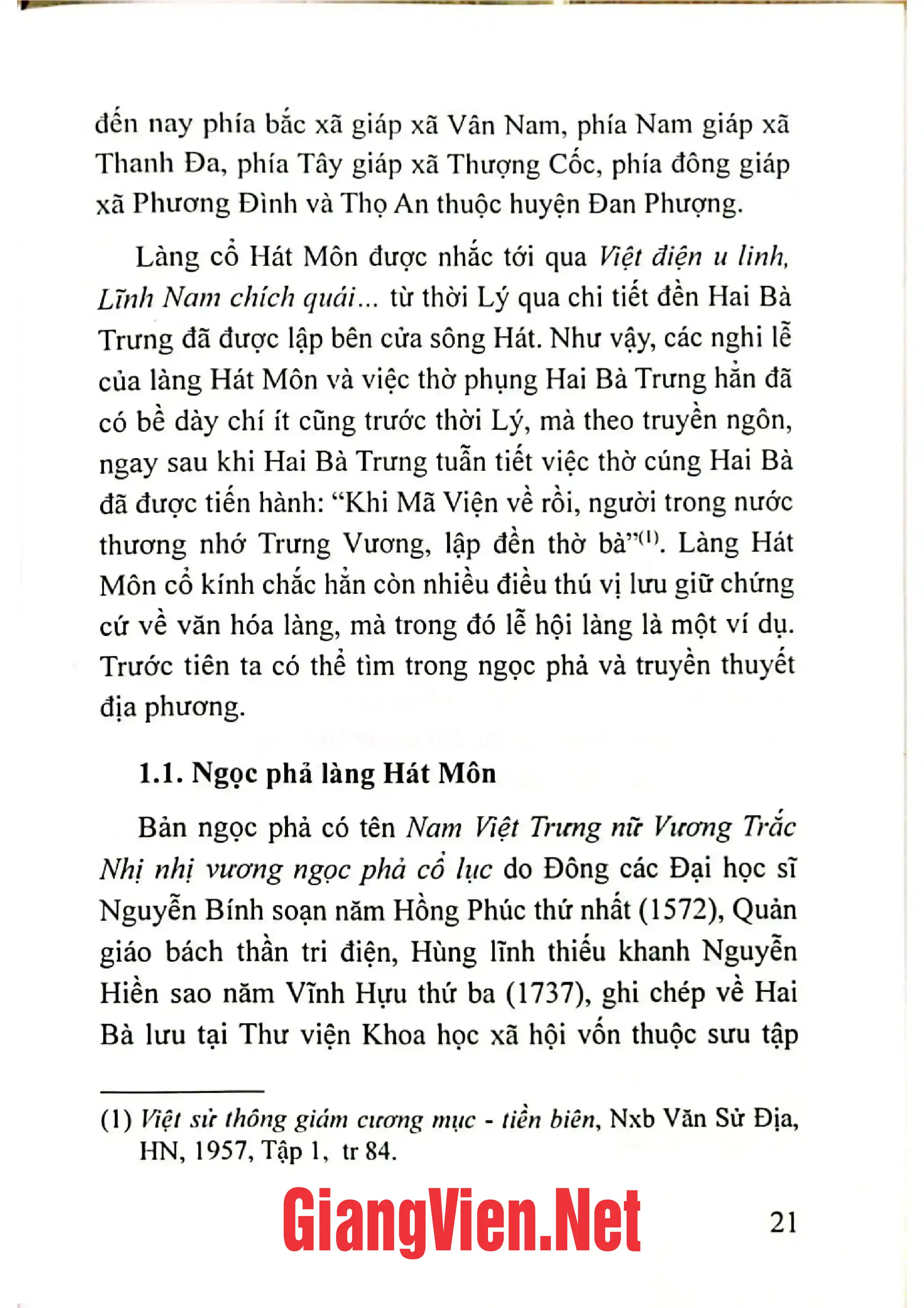 Nội dung trang phụ bản giới thiệu sách Lễ hội dân gian làng Hát Môn