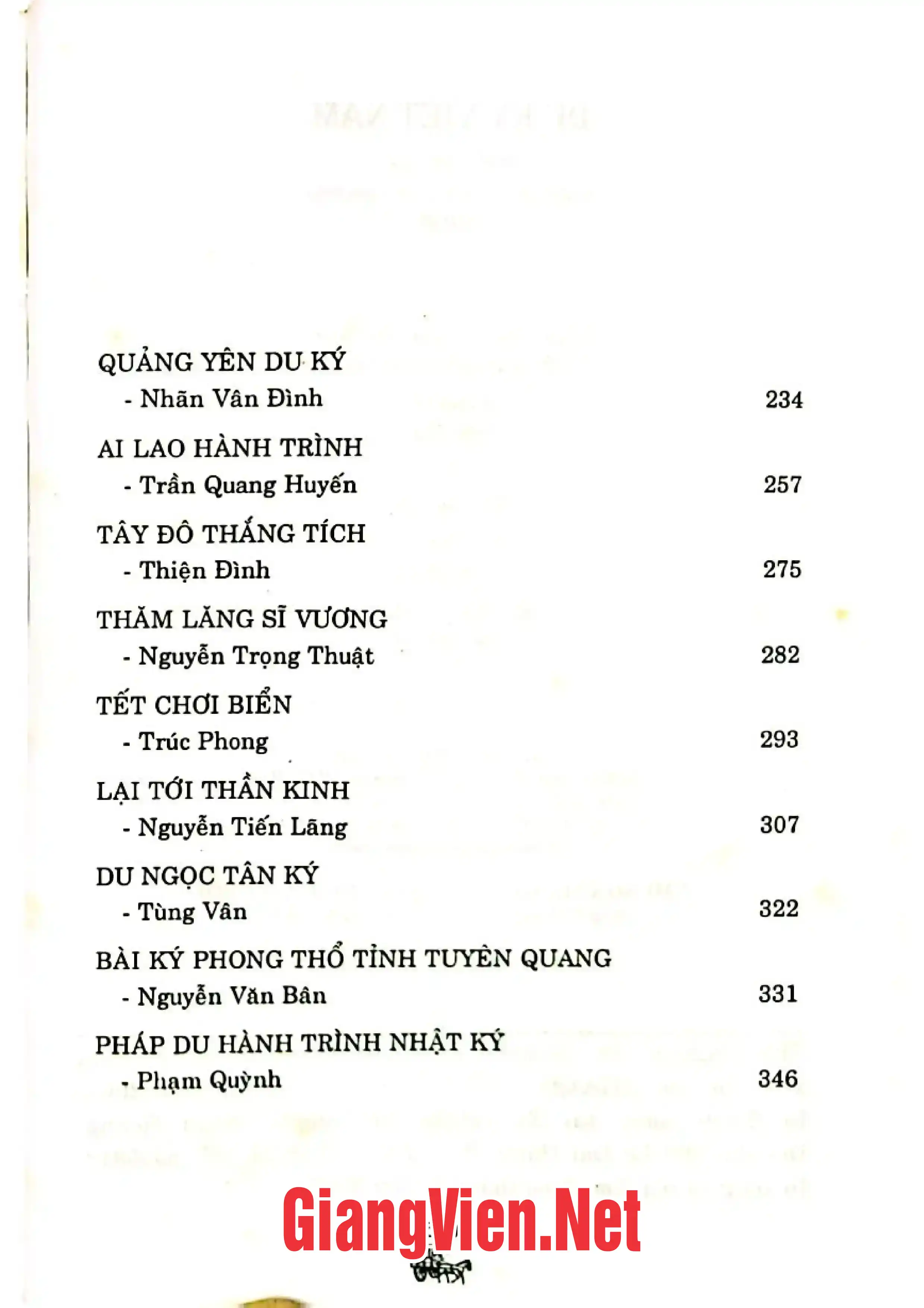 Mục lục chi tiết trang 1 sách Du ký Việt Nam Tập III