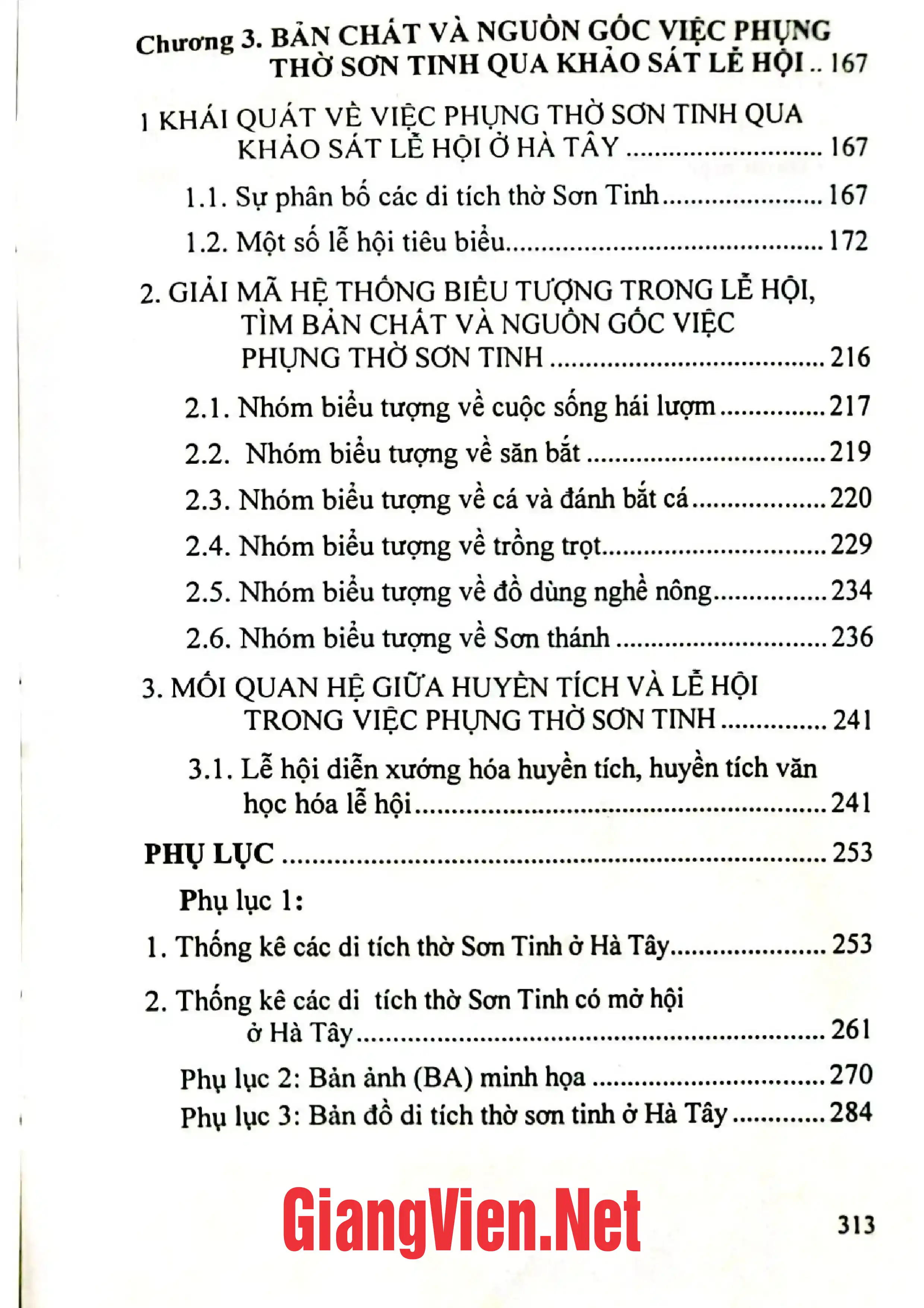 Mục lục chi tiết trang 2 sách Việc phụng thờ Sơn Tinh ở Hà Tây