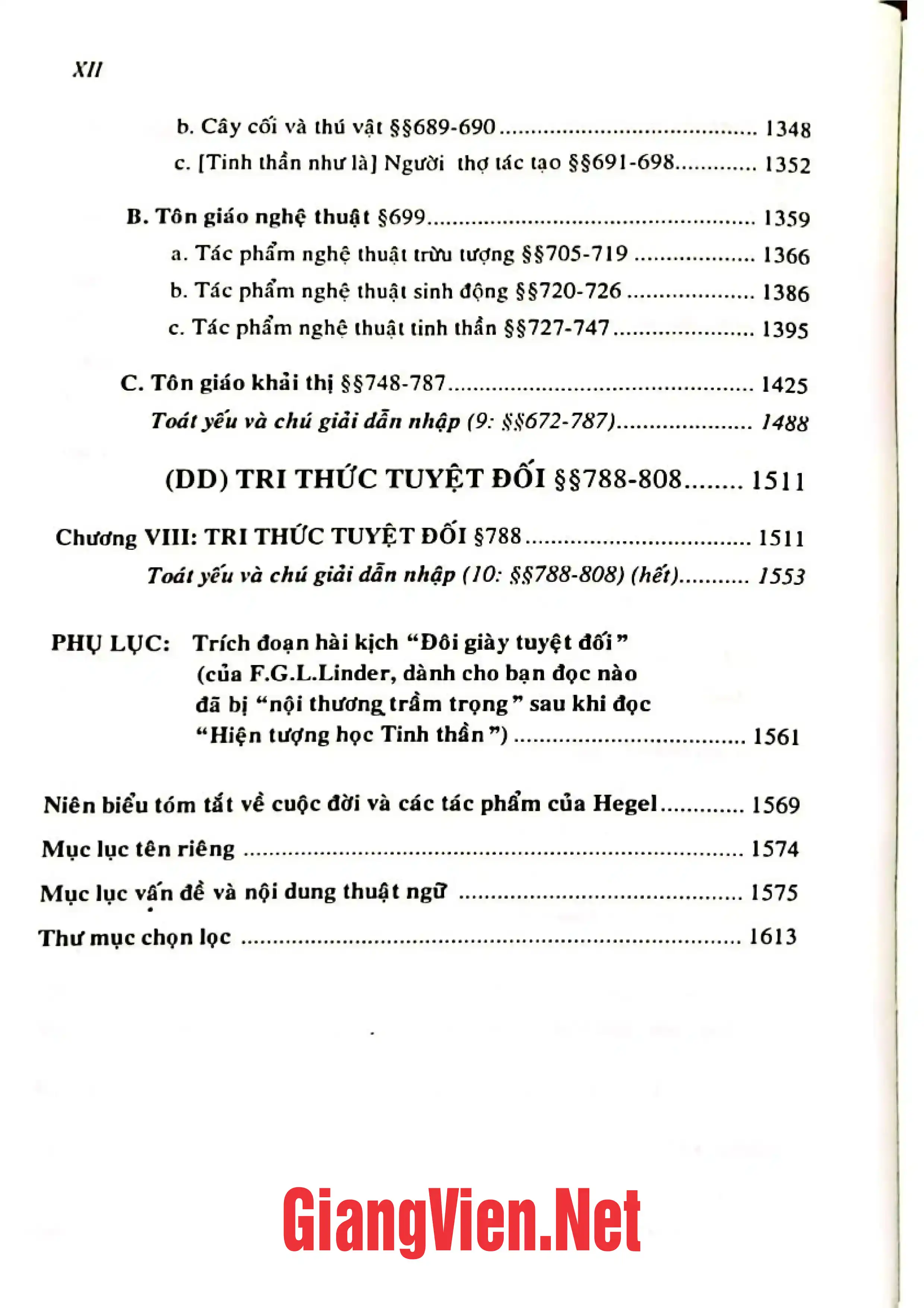 Nội dung mục lục và hình ảnh sách Hiện tượng học tinh thần - Trang 5