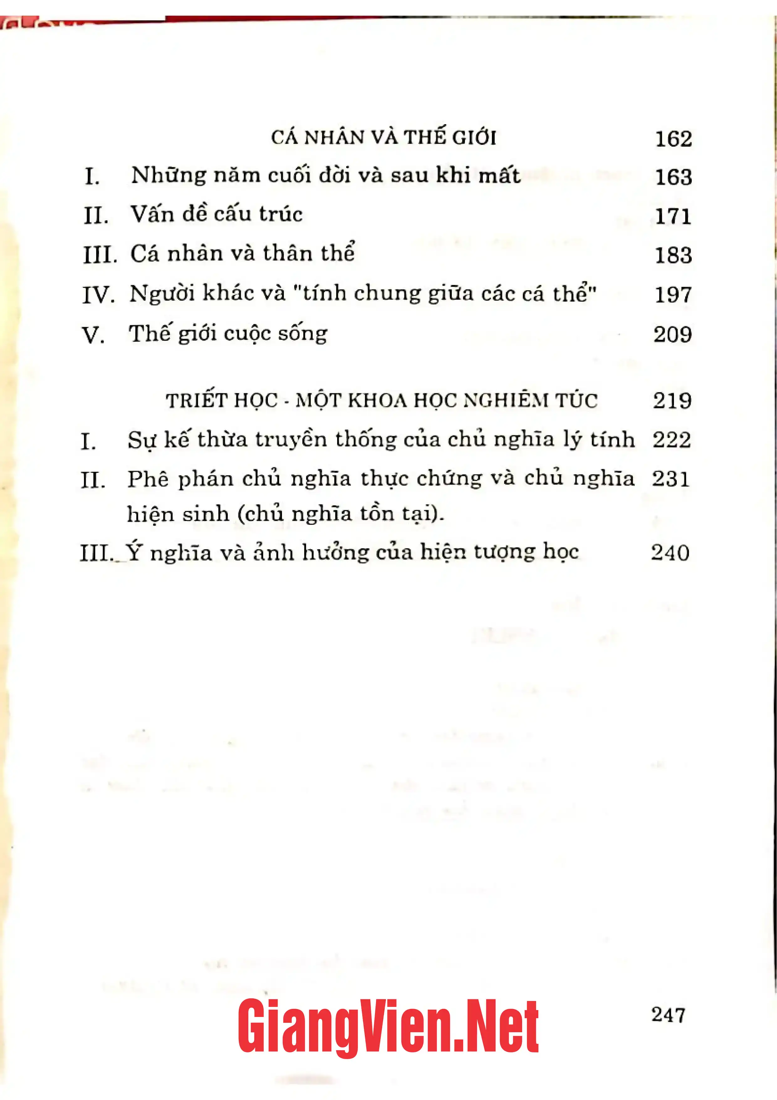 Mục lục chi tiết trang 1 sách Edmund Husserl