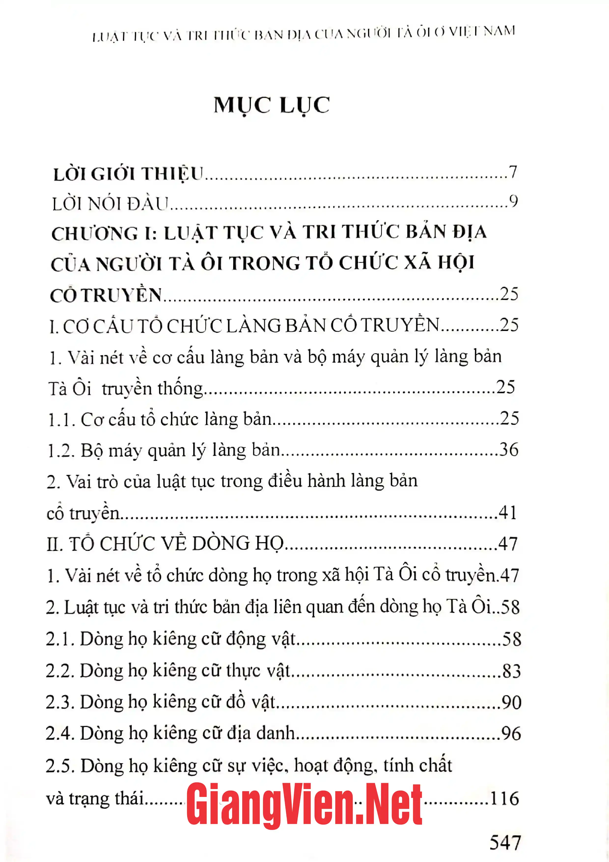 Trang bìa chính thức sách Luật tục và tri thức bản đại của người Tà ôi ở Việt Nam