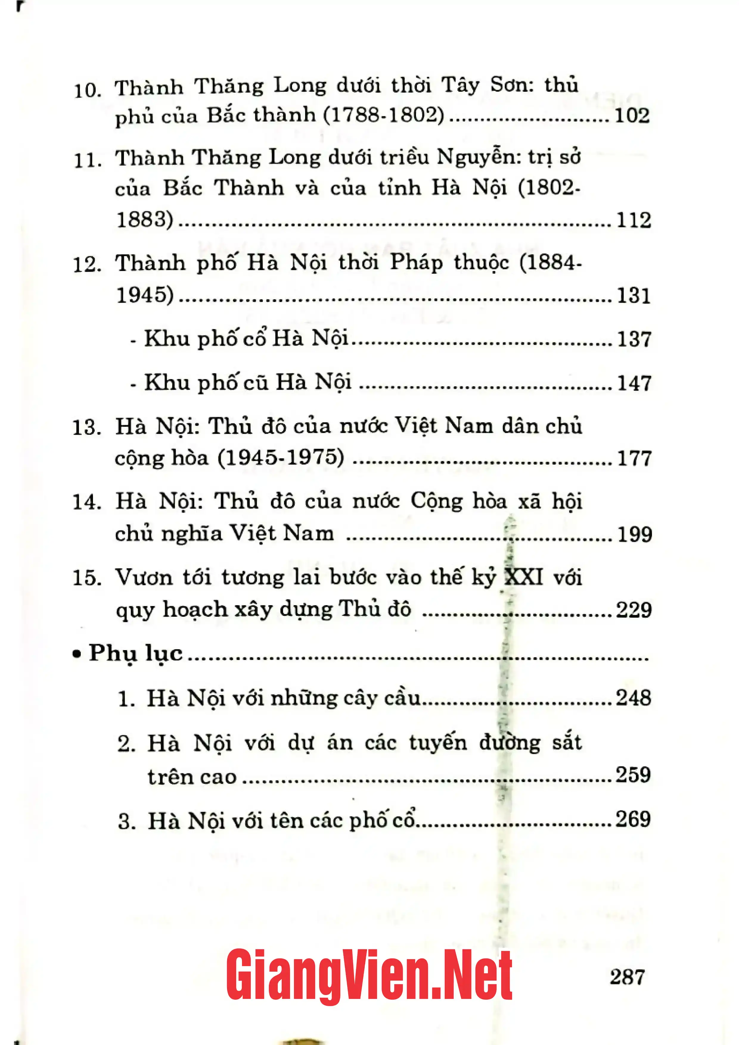 Mục lục chi tiết trang 1 sách Diện mạo và vị thế Thăng Long Hà Nội qua 1000 năm lịch sử