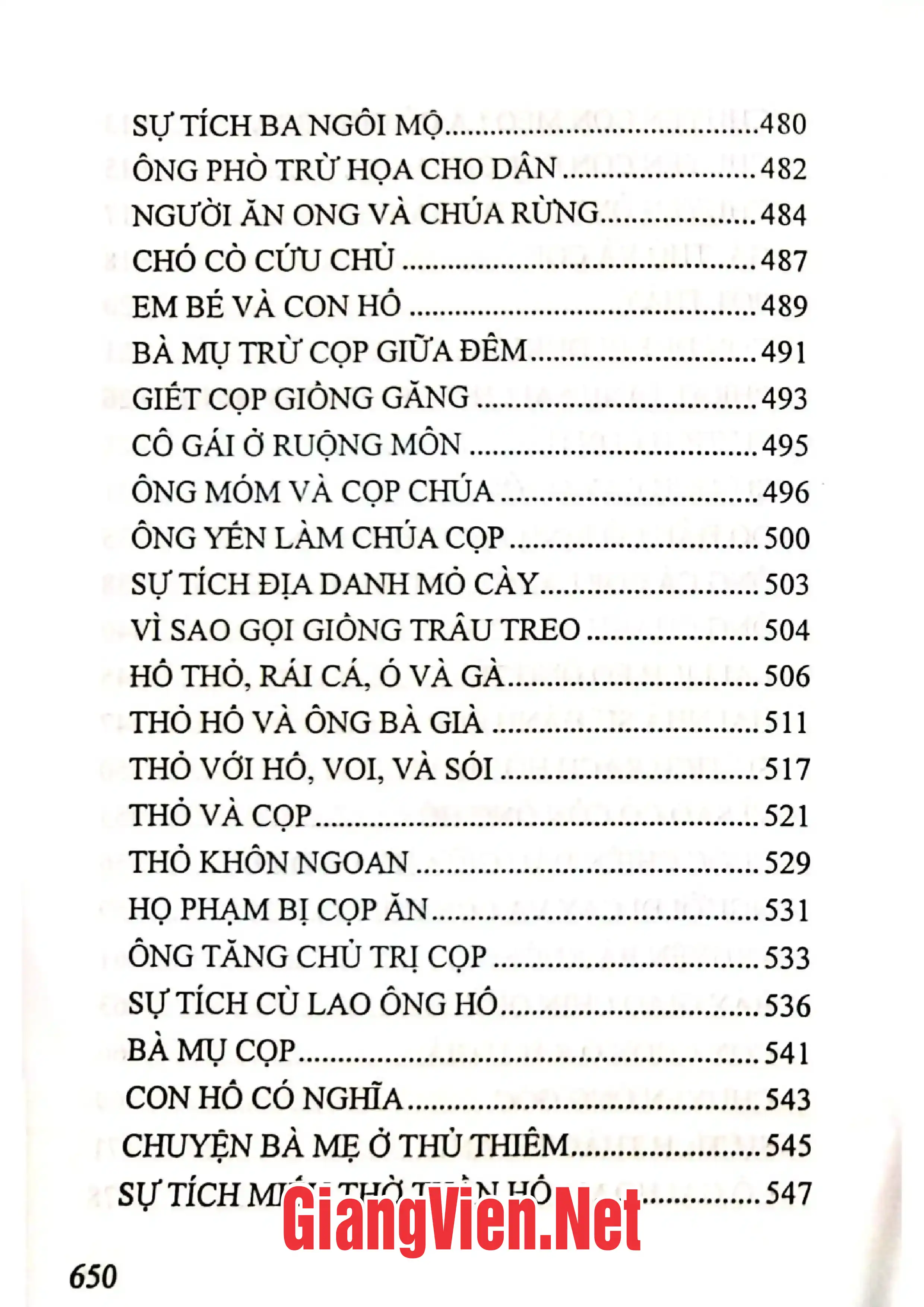 Mục lục chi tiết trang 3 sách Cọp trong văn hóa dân gian